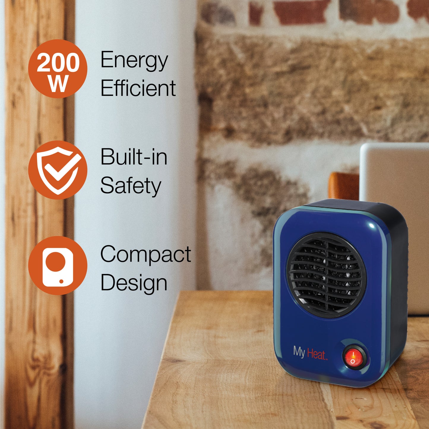 Lasko 200W MyHeat Personal Desk/Tabletop Space Heater with Simple Controls, 102, Blue