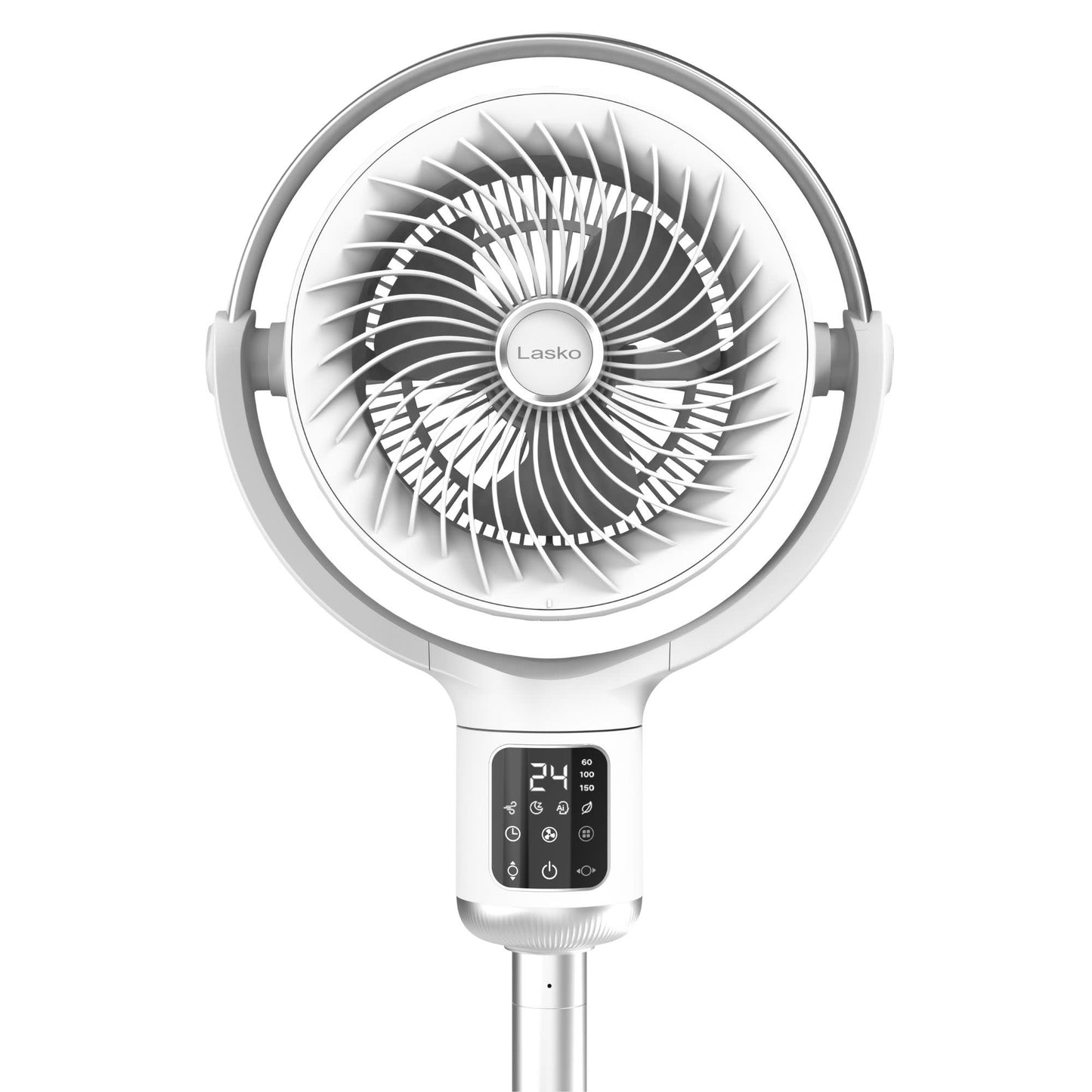 Lasko WhisperForce™ 24-speed DC Motor Pedestal Fan with Remote & Timer (white, model APDC301)