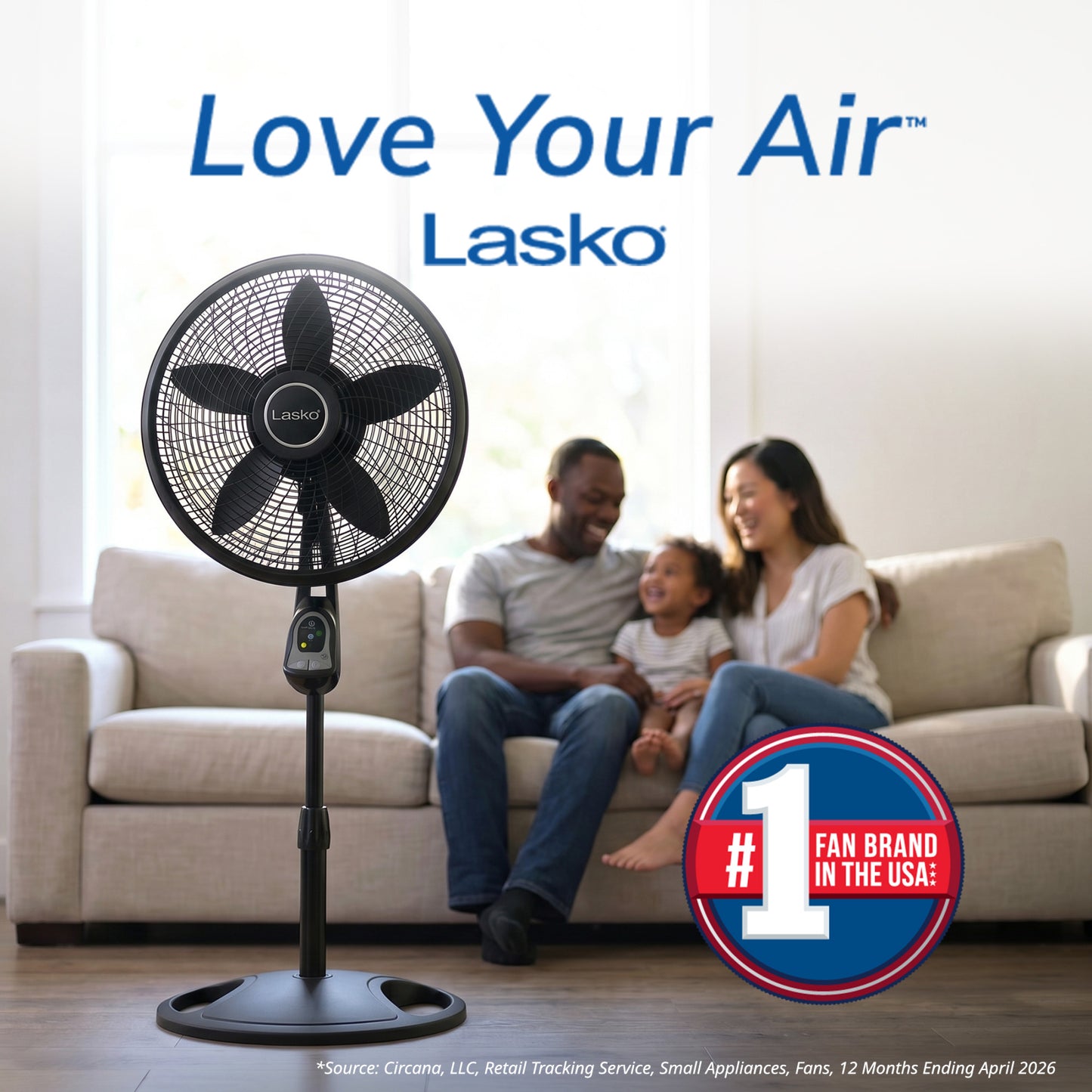 Lasko Cyclone 18" Pedestal Fan: Oscillating, 3-Speed, Remote, Timer, Black