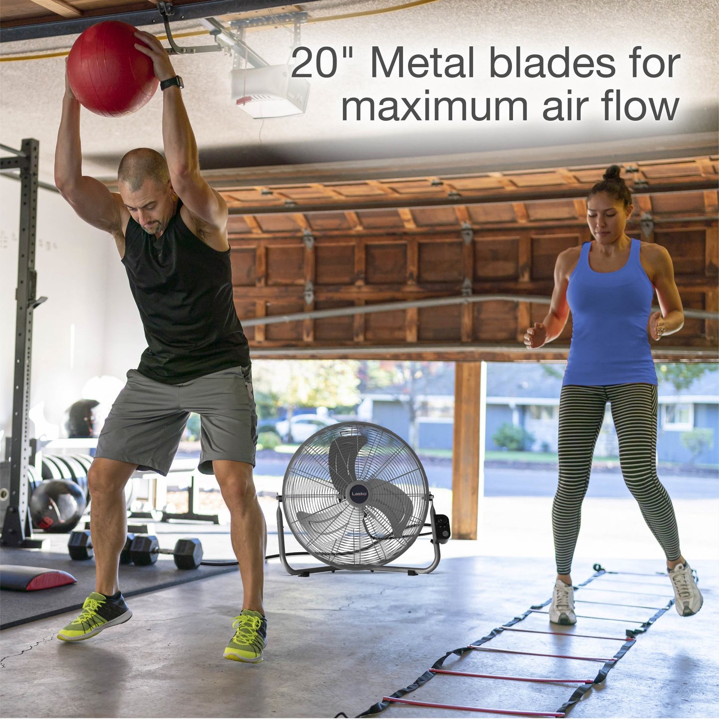 Lasko 20" Max Performance Pivoting High Velocity Floor Fan with Wall Mount Option, 2265QM, Silver