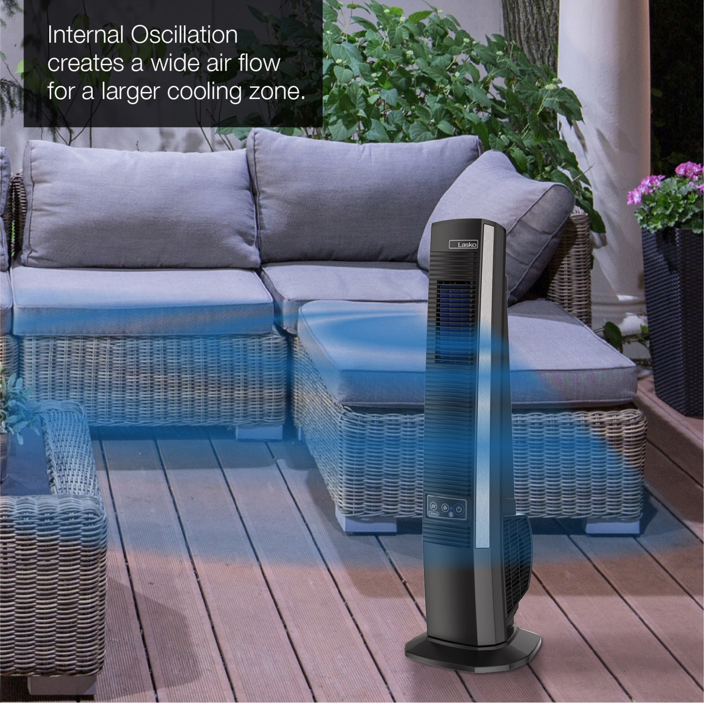 Lasko 42" Outdoor Tower Fan with Bluetooth Technology, YF200, Black