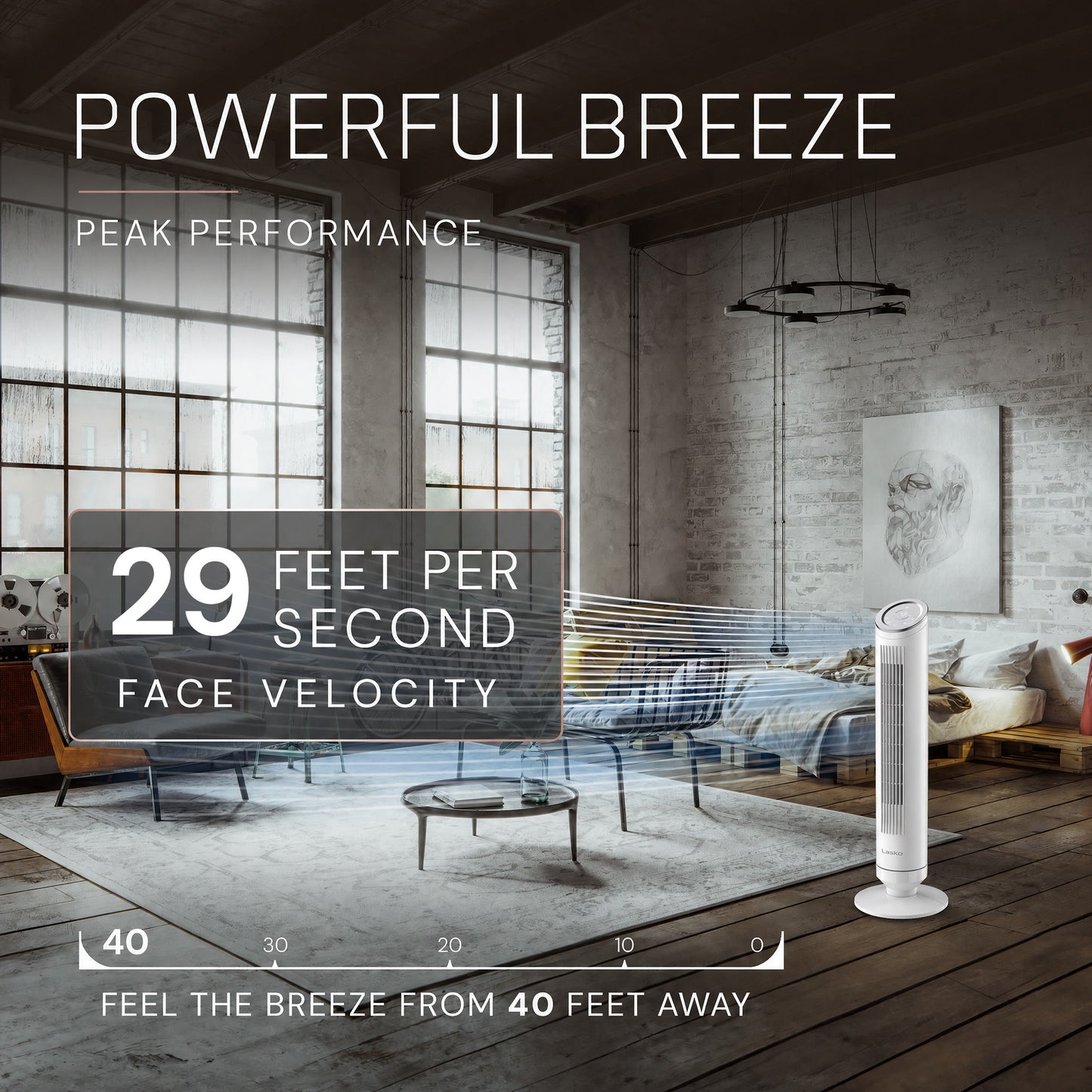 Lasko Ascend 36" Tower Fan: Oscillating, 4-Speed, Remote, Timer, White