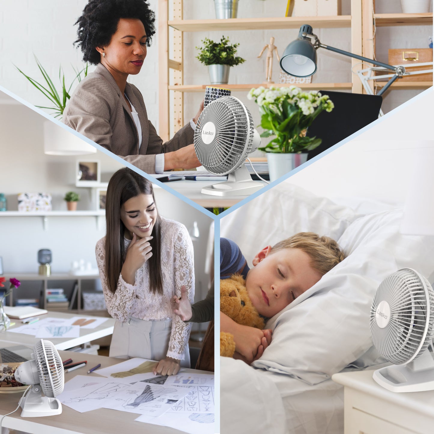 Lasko 6" 2-Speed Personal Table Fan with Storage Tray, 2002W, White