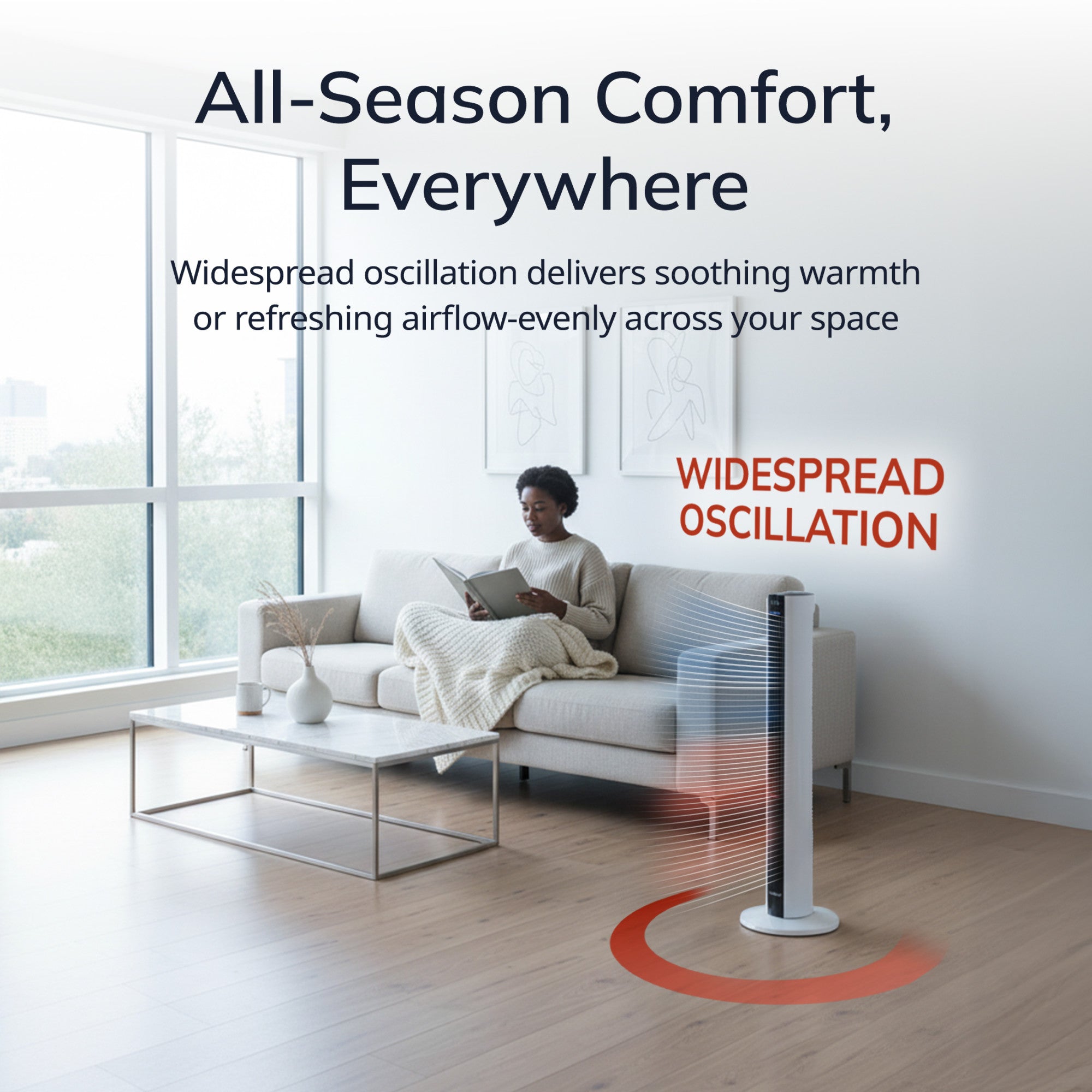 Lasko 1500W Electric All Season Tower Fan & Space Heater with