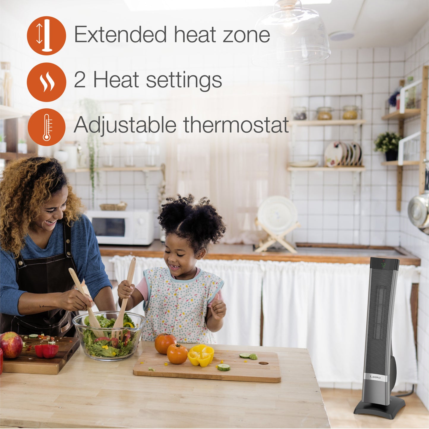 Lasko 1500W Ceramic Tower Space Heater with Timer and Remote Control, CT30711, Silver