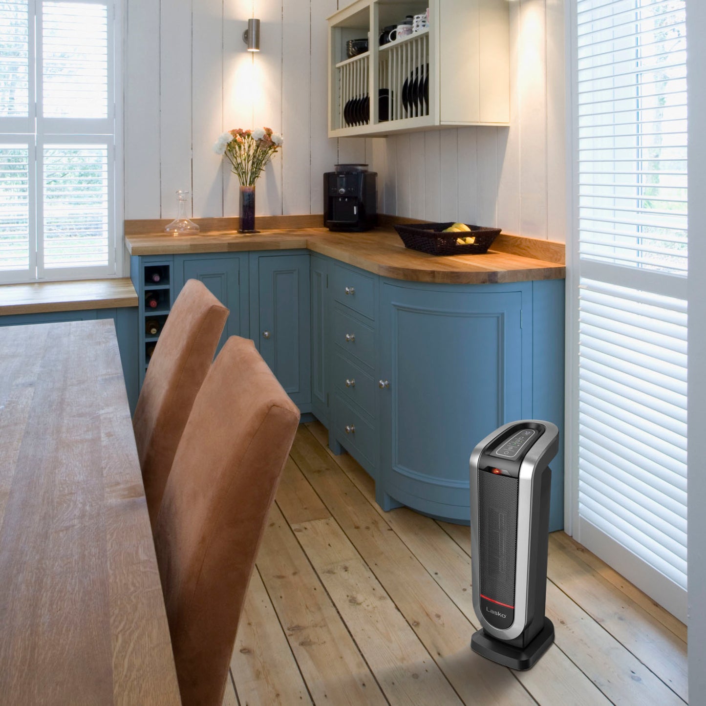 Lasko 1500W Oscillating Ceramic Tower Space Heater with Timer and Remote, CT22425, Black