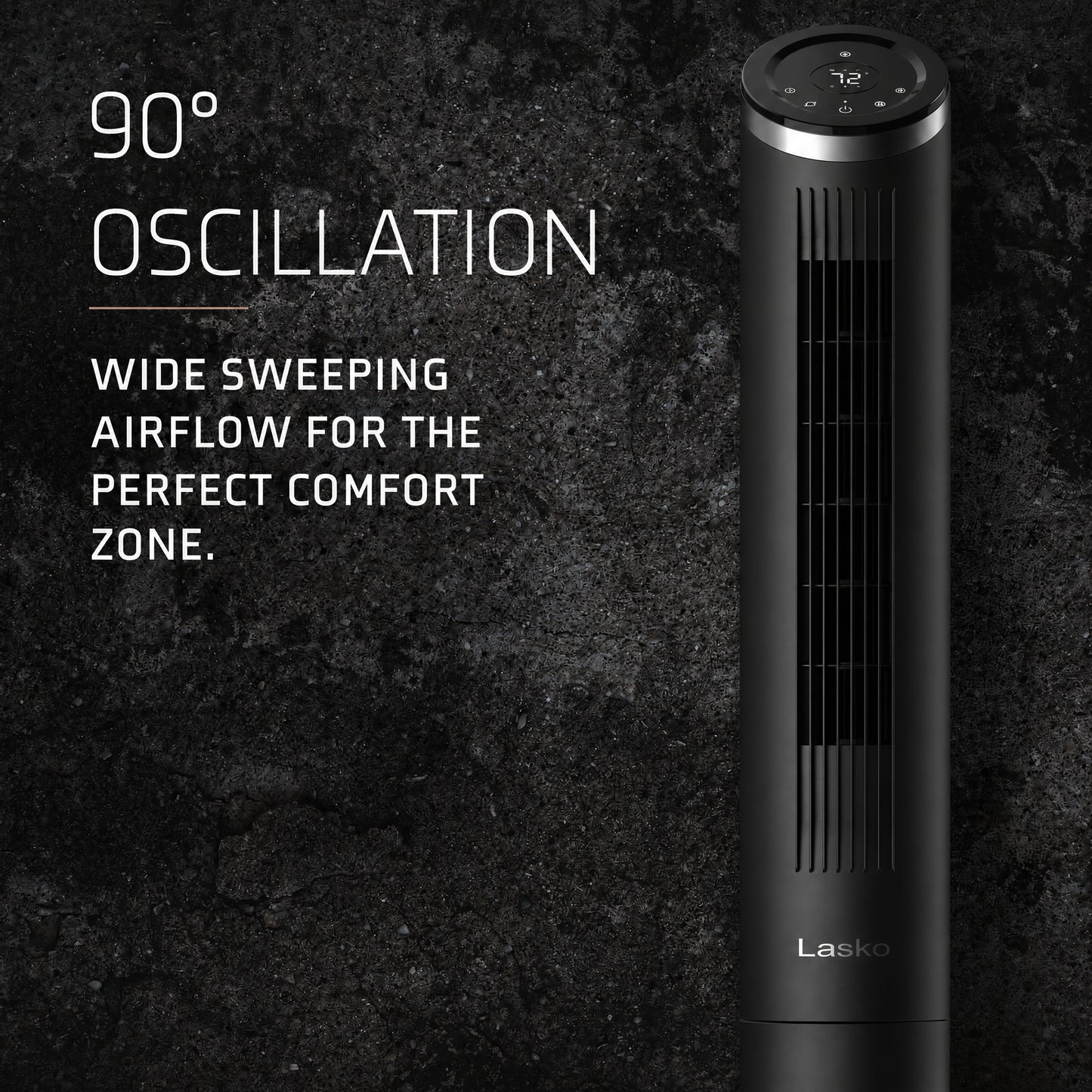 Lasko Apex 42" Tower Fan: Oscillating, 6-Speed, Remote, Timer, Black