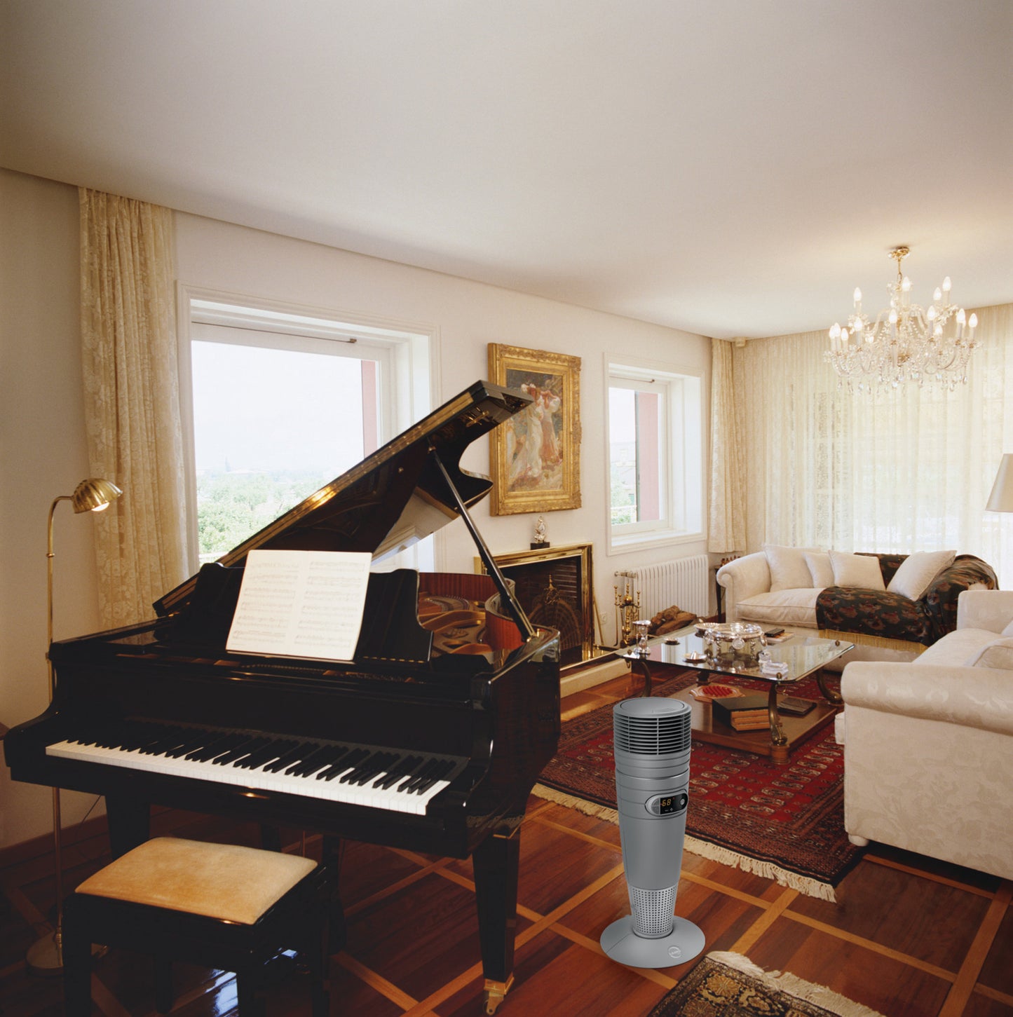 Lasko Full-Circle Warmth Ceramic Heater with Remote Control, 6462, Gray