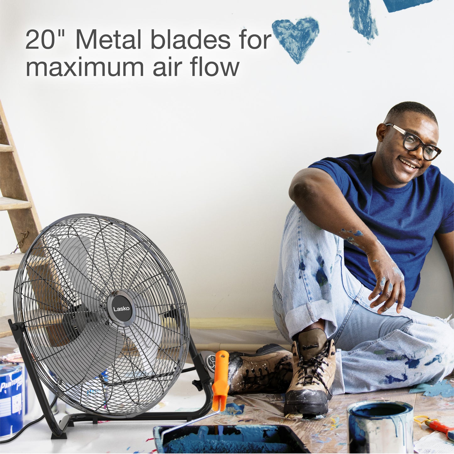 Lasko 20" High Velocity Commercial Floor or Wallmount fan with Remote Control, H20660, Black