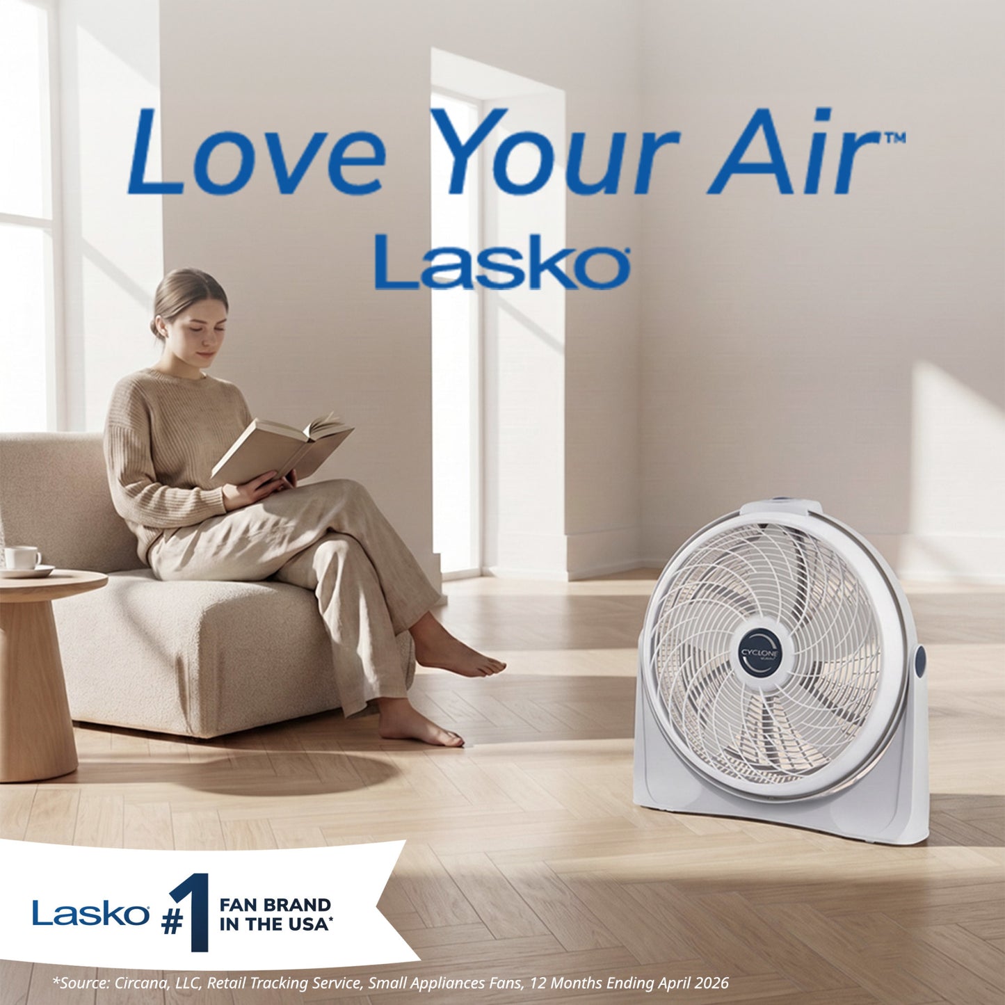 Lasko Cyclone 20" Air Circulator Fan: Wall Mount, 3-Speed, Pivoting, White