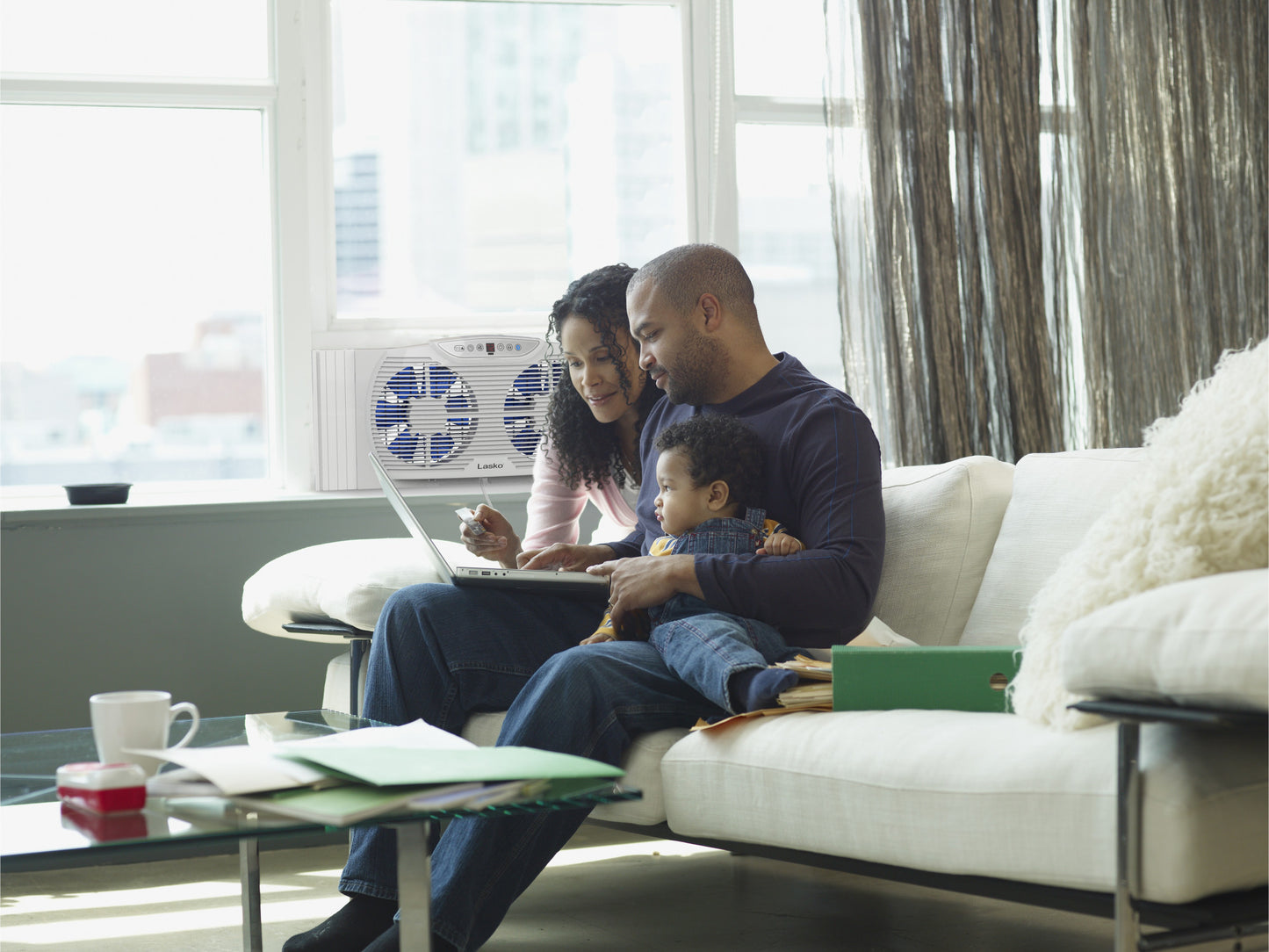 Lasko Electrically Reversible Twin Window Fan with BluetoothÂ® Technology, W09560, White