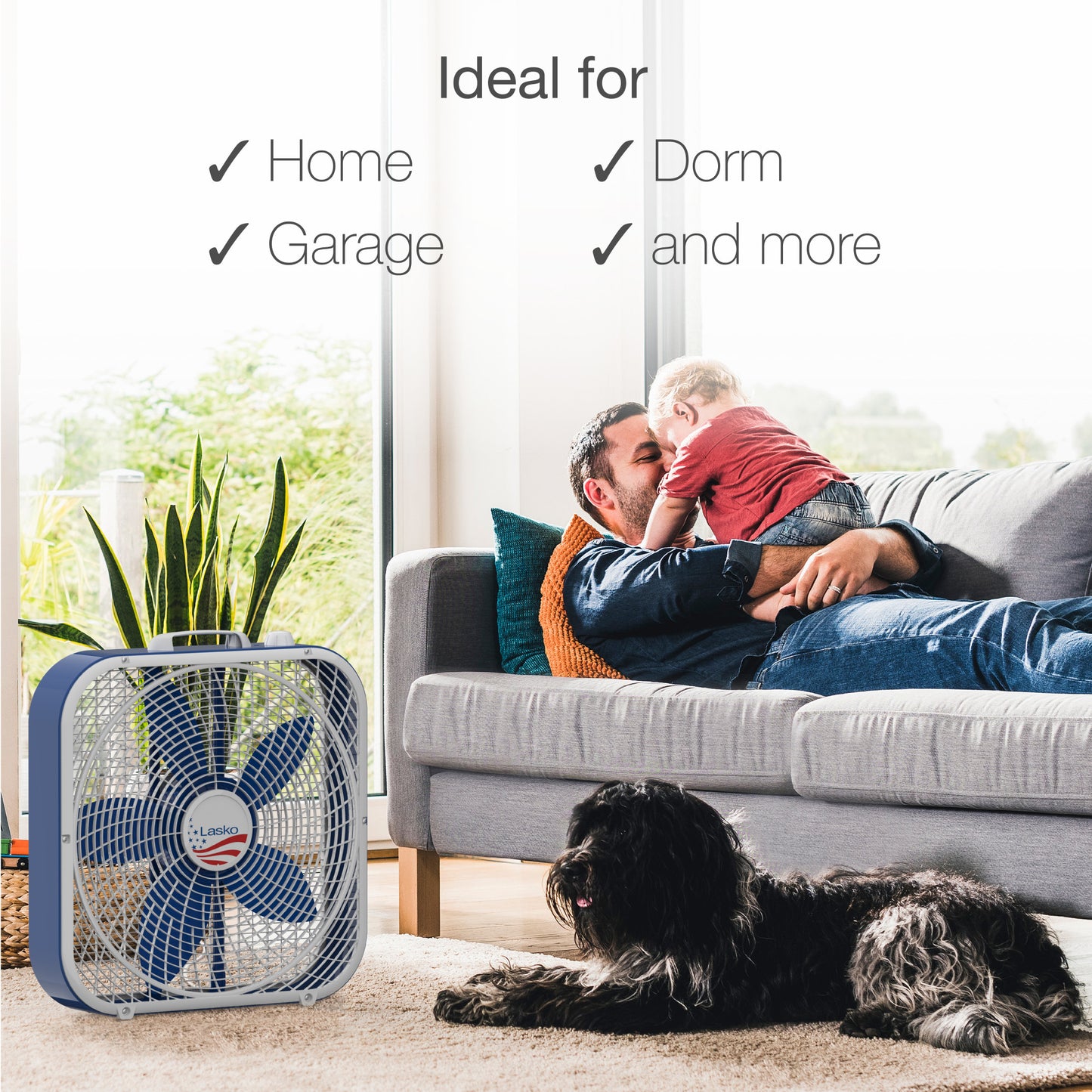 Lasko Limited Edition 20” Box Fan with 3 Speeds, B20610, Red, White & Blue