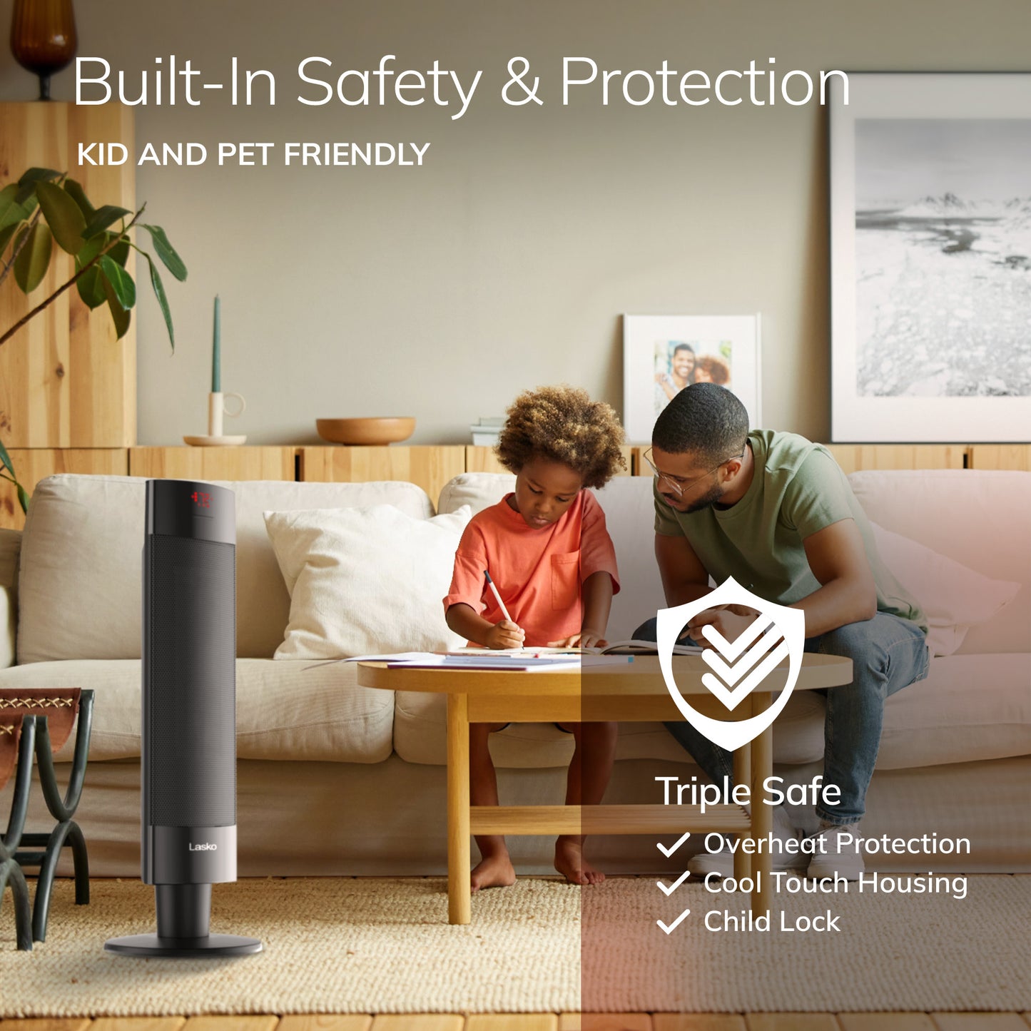 Lasko CS27650 27" Ceramic Pedestal Space Heater with Remote Control