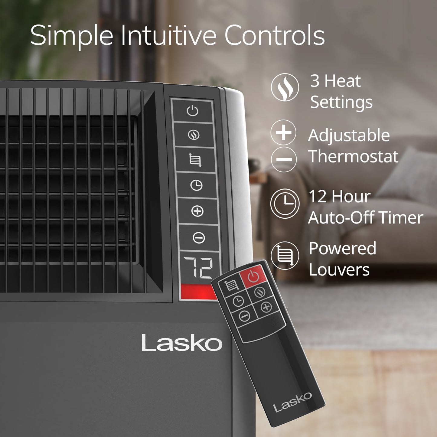 Lasko CC20150 20" Ceramic Console Space Heater with Remote Control: Black