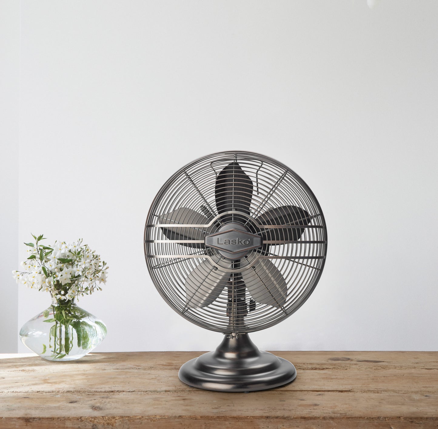 Lasko 12" 3-Speed Oscillating Classic Metal Table Fan with Tilt-Back, R12210, Bronze