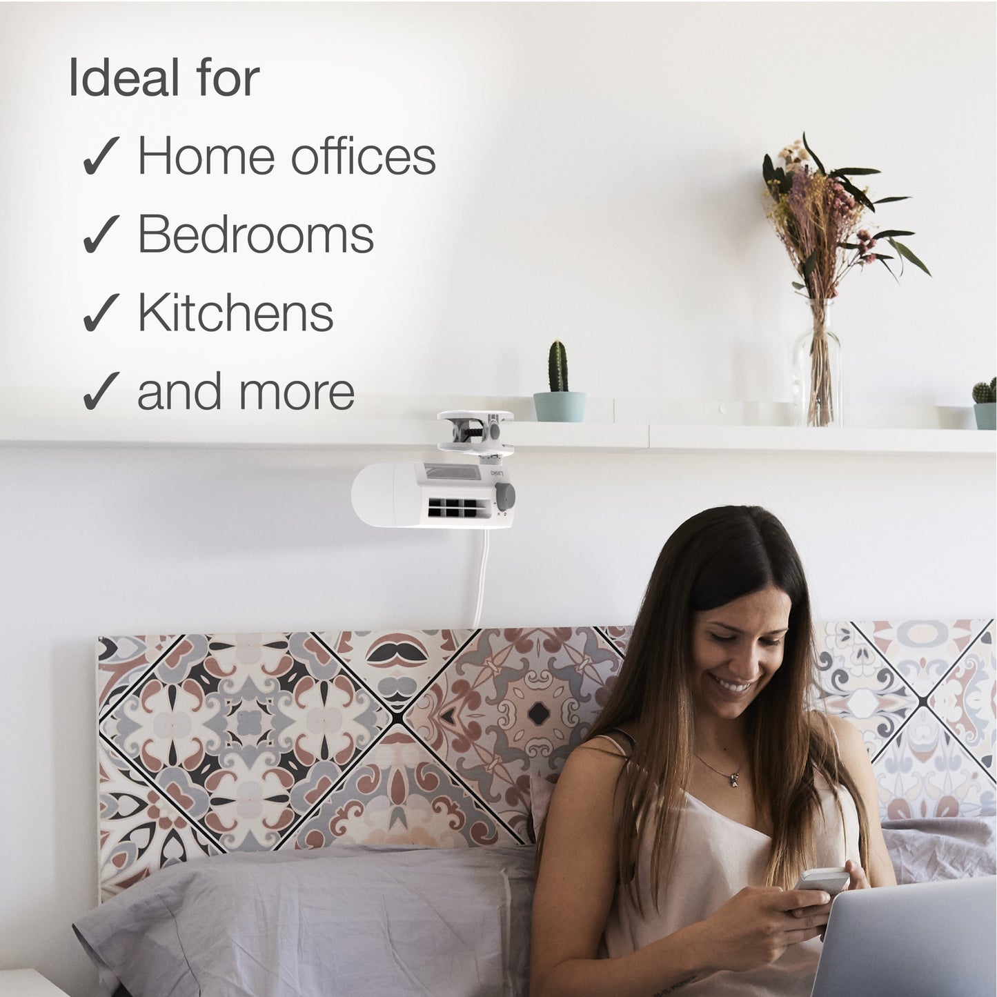 Lasko 10" Clip Stik Desk Ultra-Slim 2-Speed Table Fan, 4006, White