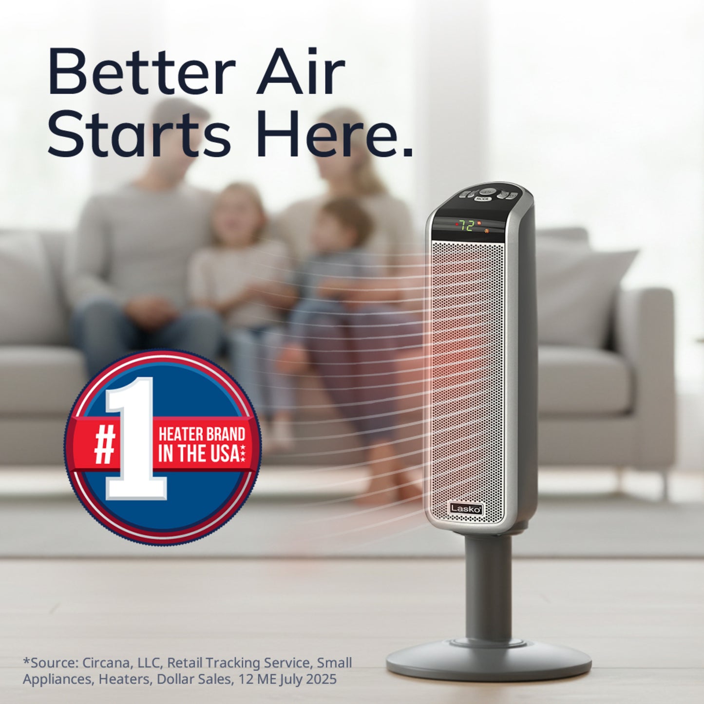 Lasko 1500W Electric Ceramic Pedestal Space Heater with Remote, 5397, Black