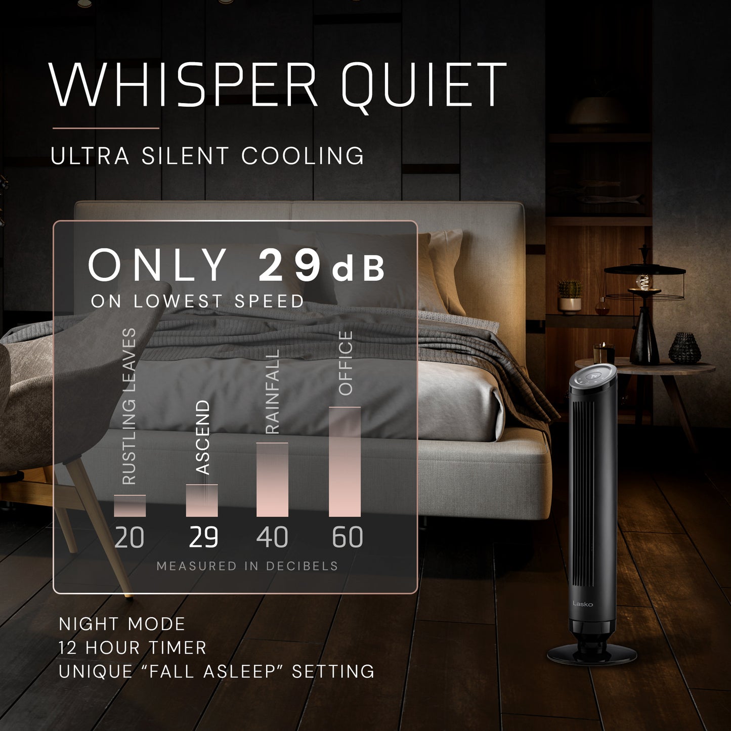 Lasko Summit Ascend OST100 36" Oscillating Tower Fan with Remote Control: Black