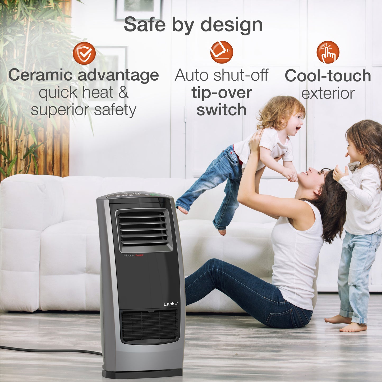 Lasko 1500W Motion Heat Plus – Whole Room Ceramic Space Heater, CC23185