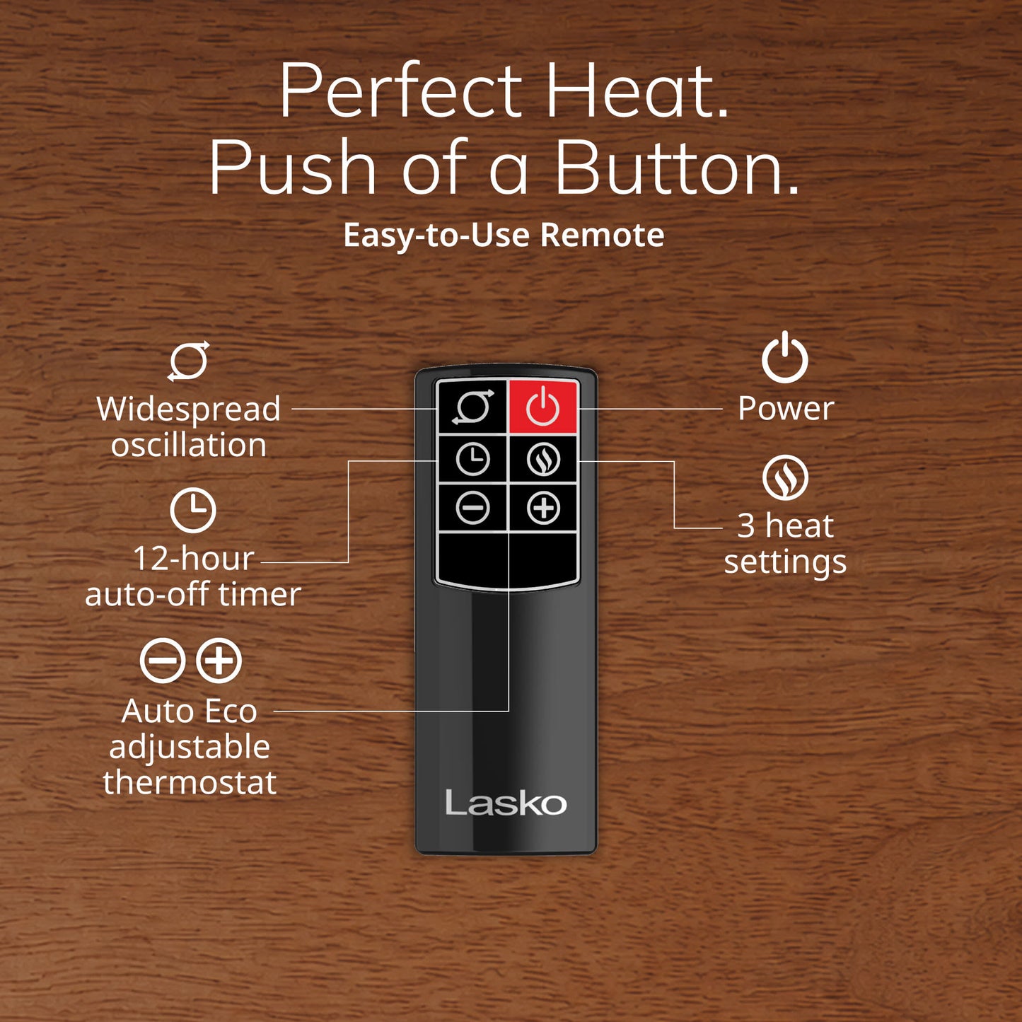 Lasko 22" Ceramic Tower Space Heater: Oscillating, 3 Heat Settings, Remote, Timer, Tip-Over Switch, Thermostat, Black