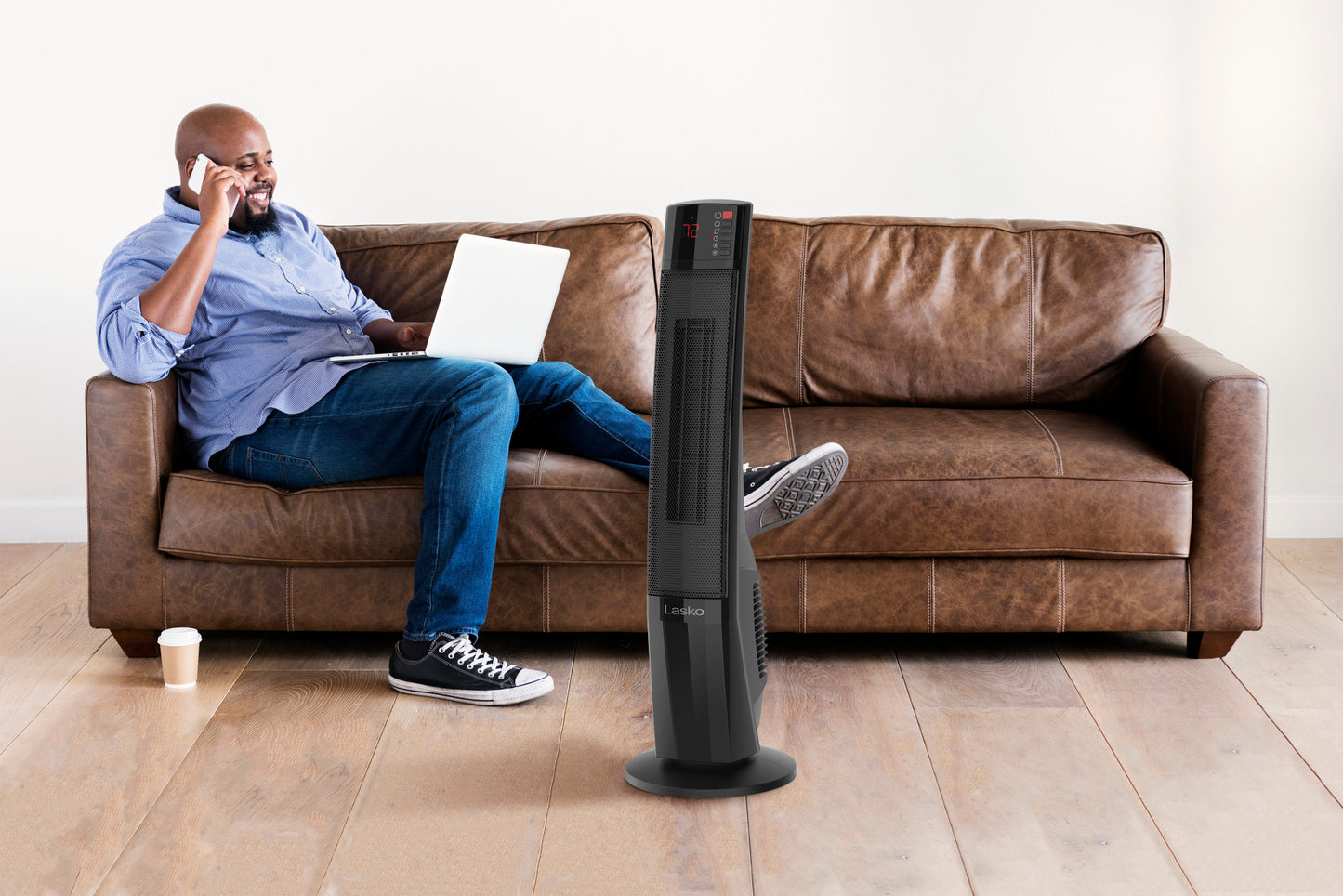 Lasko 1500W Ceramic Tower Space Heater with Remote, CT30796, Black