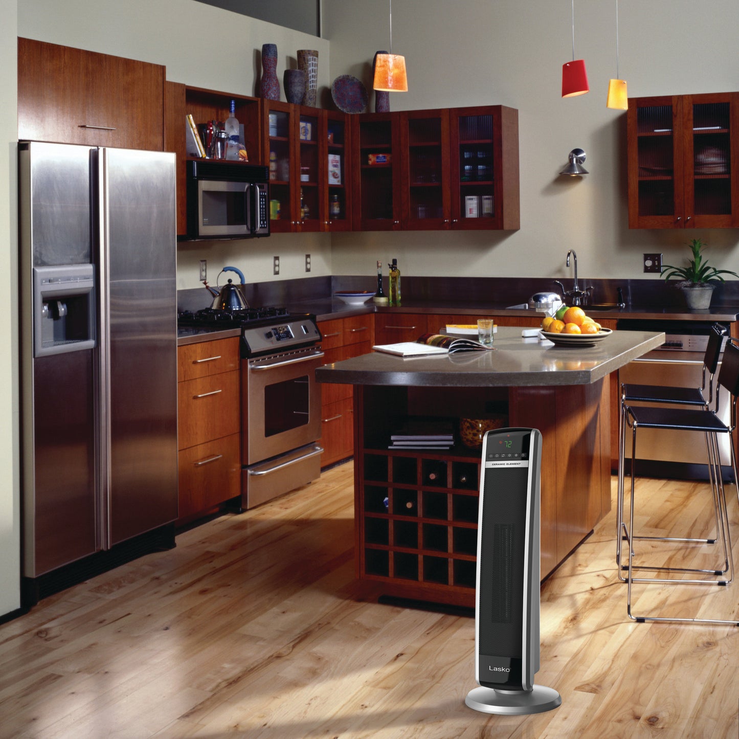 Lasko 1500W Digital Ceramic Tower Space Heater with Remote, CT30753, Black