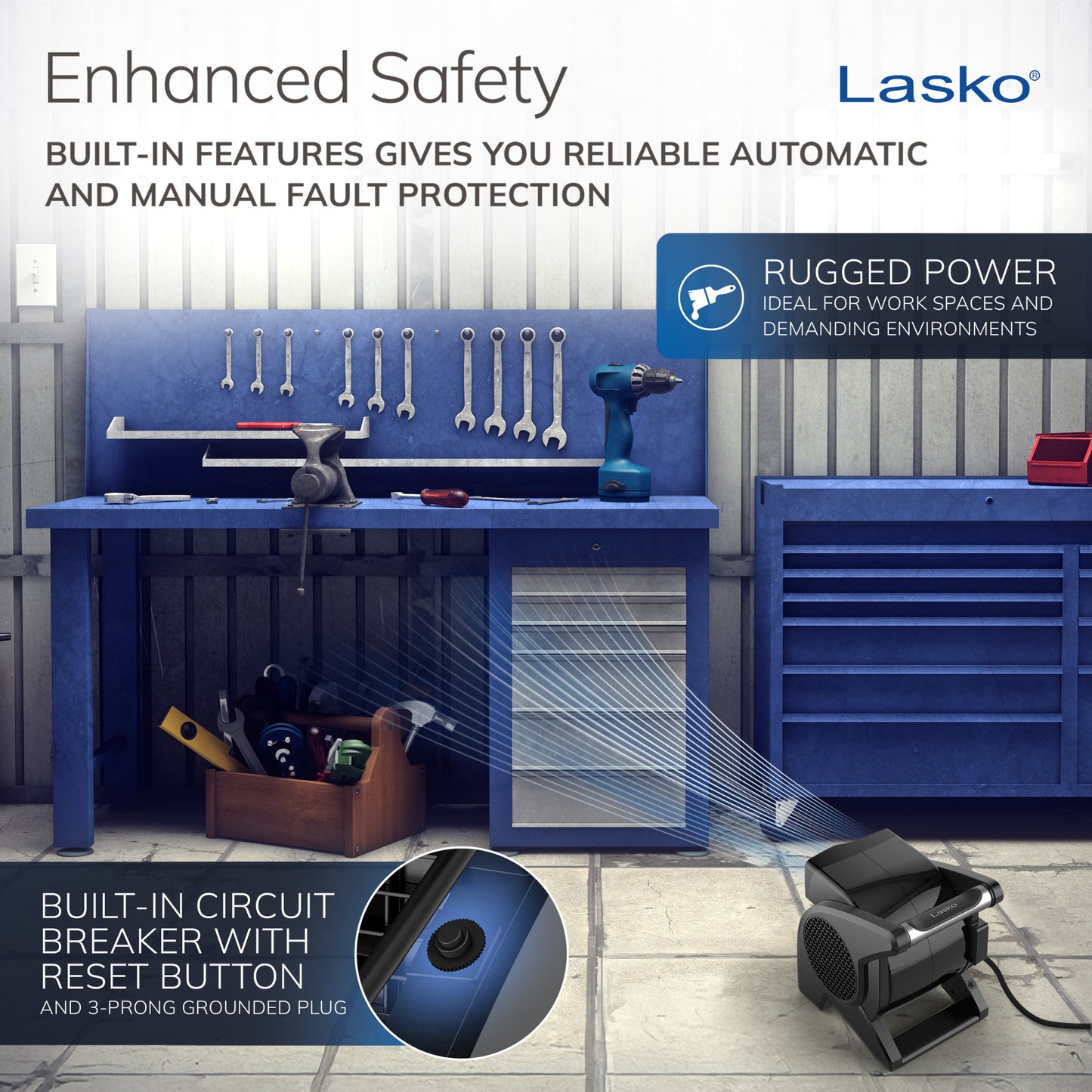 Lasko Pro Performance Pivoting High Velocity Utility Blower Fan with 3 Speeds, U15617, Black