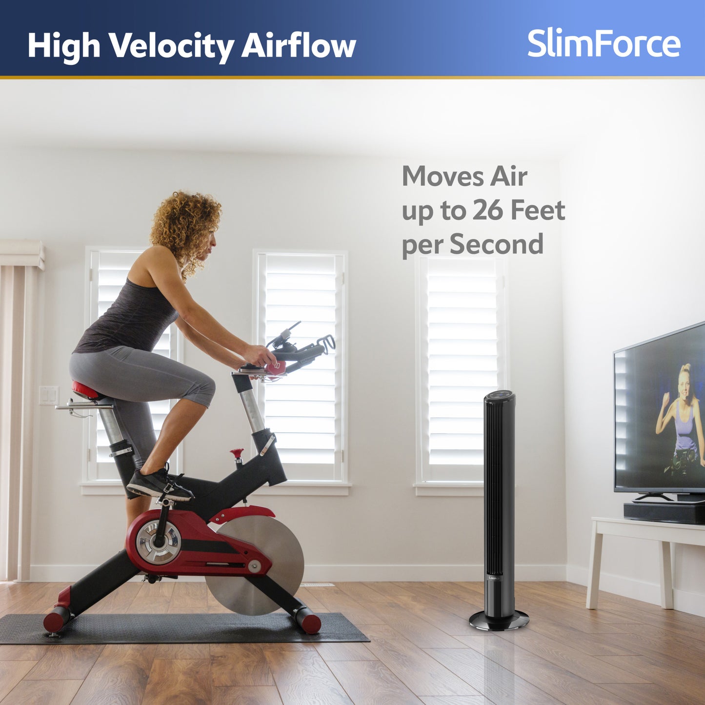 Lasko T42215 SlimForce 42" 4-Speed Oscillating Tower Fan with Remote Control, Black