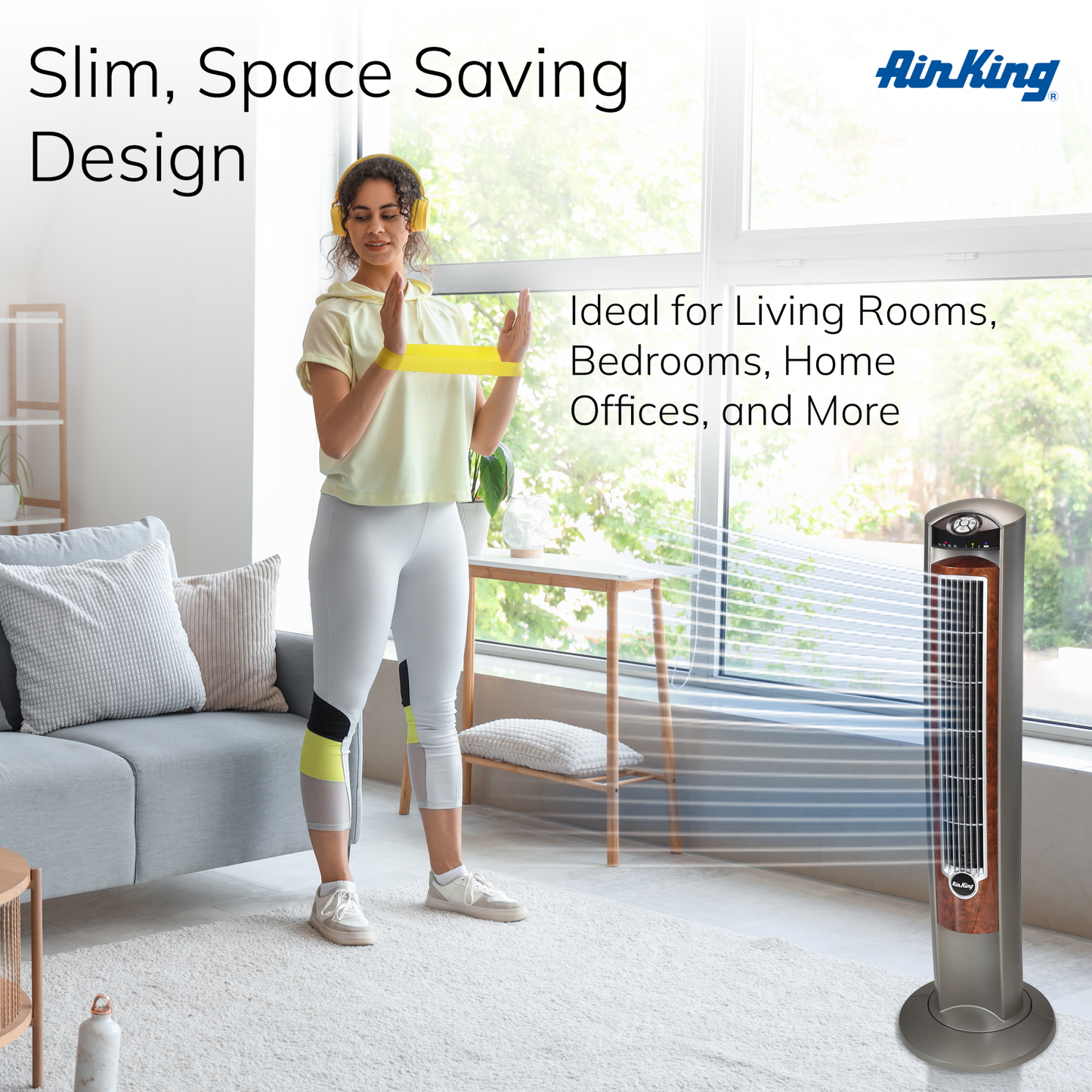 Air King Wind Curve® 42" Tower Fan (3-speed, ionizer, brown/tan)