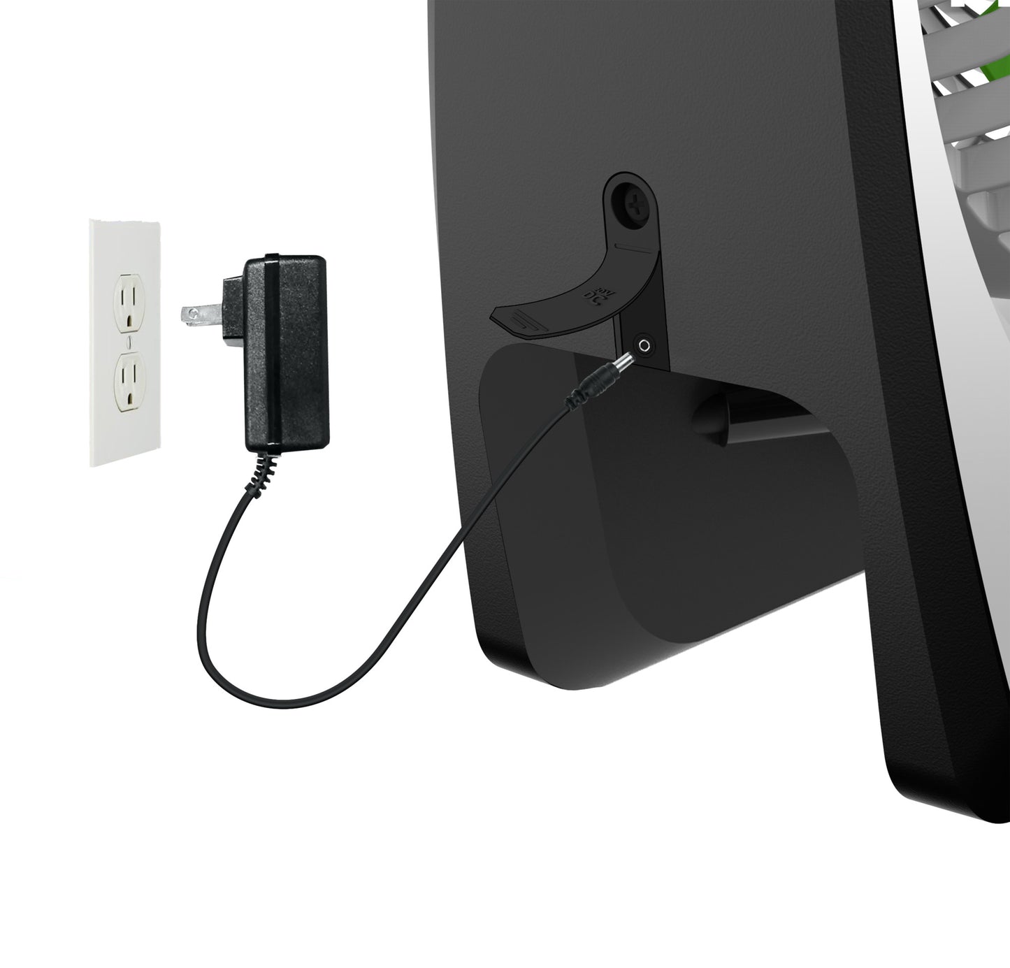 Lasko 17" 5-Speed Portable Battery Fan with 18V Lithium Ion Battery and Adapter, RB200, White