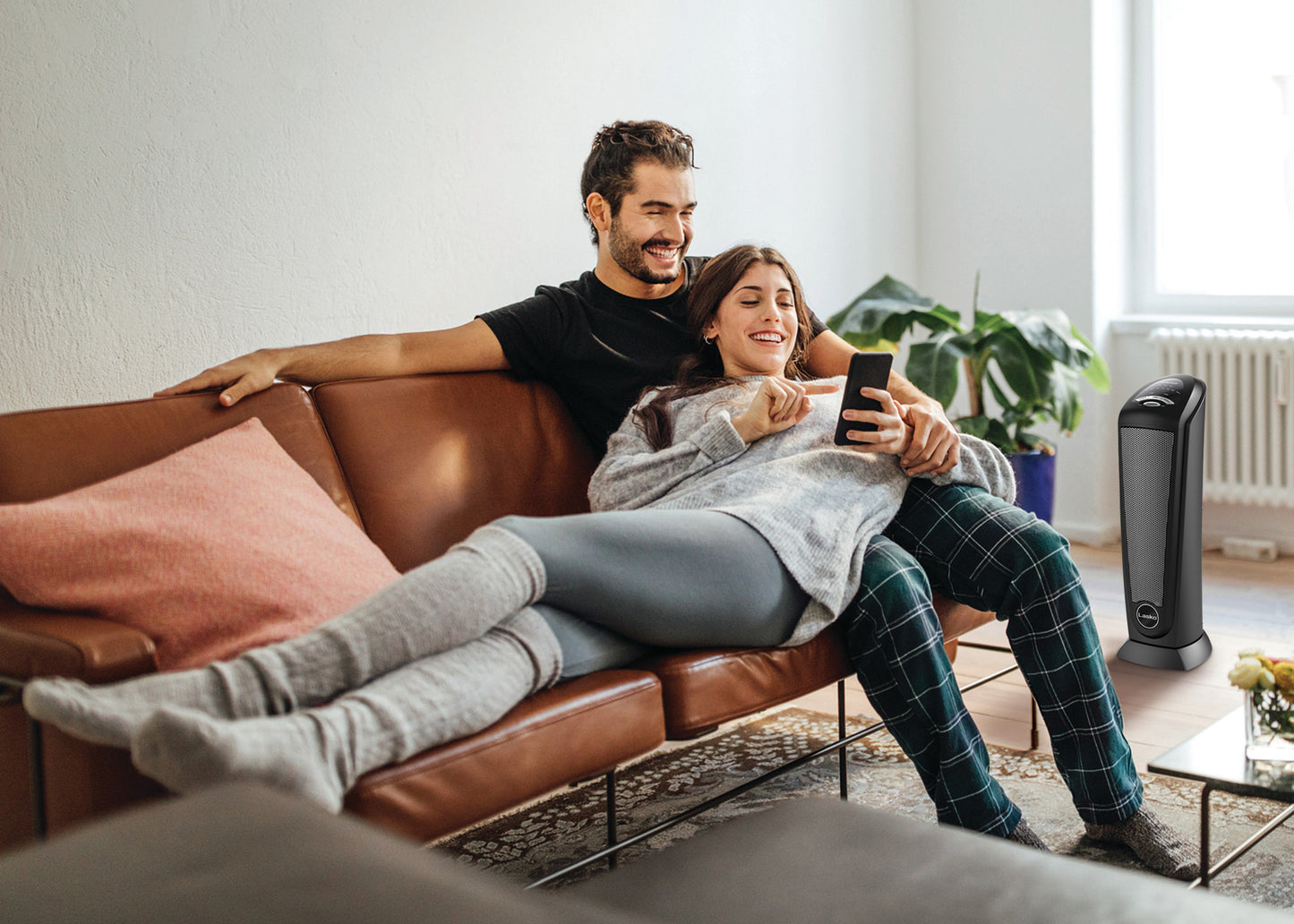 Lasko 1500W Electric Oscillating Ceramic Tower Space Heater with Remote, CT22410, Black