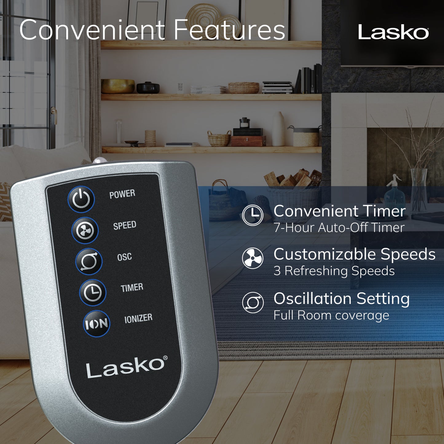 Lasko Electronic Tower Fan with Remote Control Model, 2559, Gray