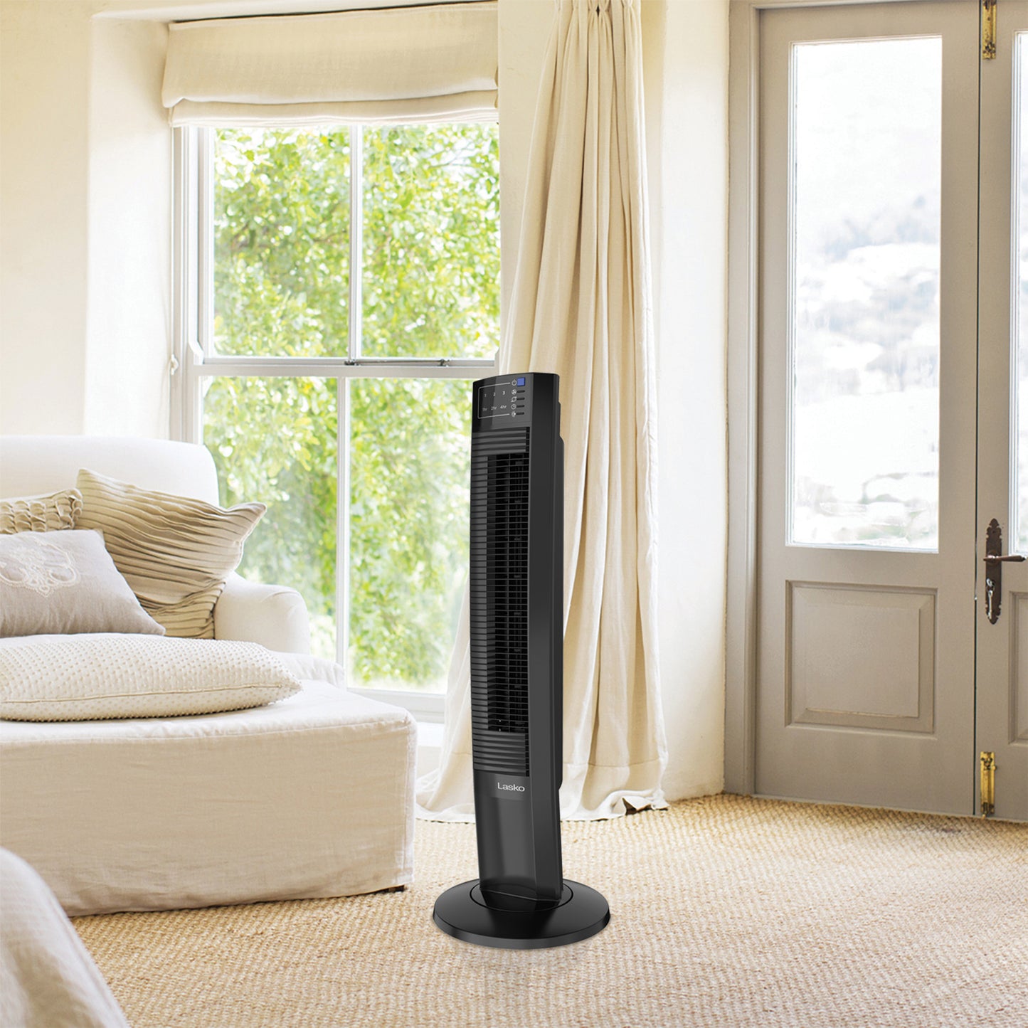 Lasko Wind Tower® Fan with Nighttime Mode and Remote, T36510, Black