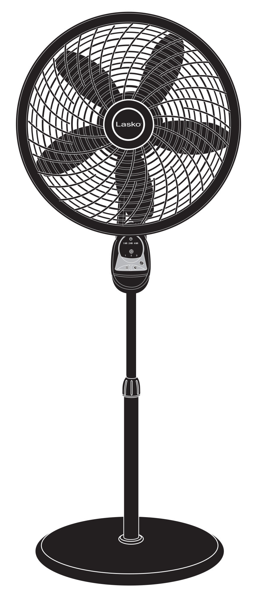 Lasko 18" 3-Speed Oscillating Cyclone Pedestal Fan with Remote and Timer, 1843, Black