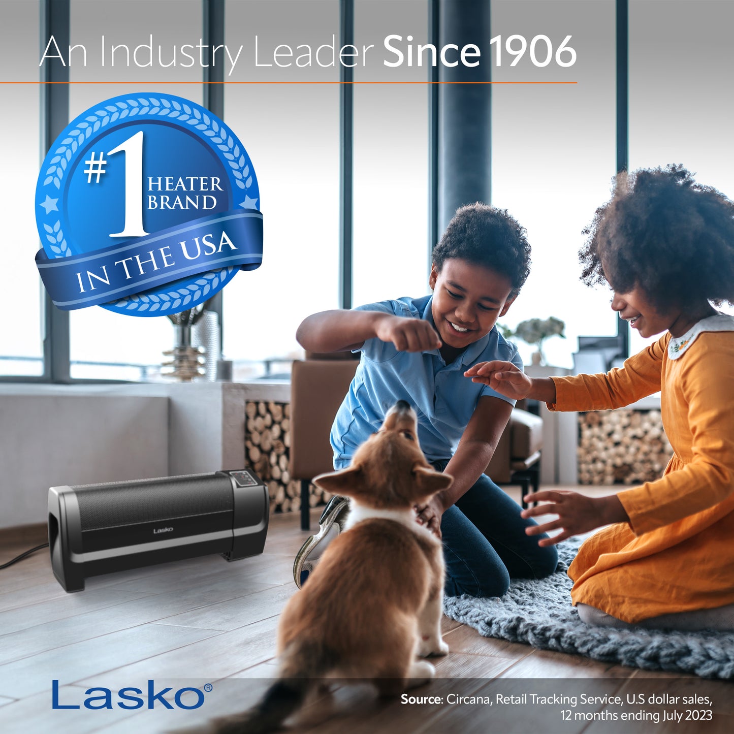 Lasko RL12720 Low-Profile Space Heater with Electronic Display, Black