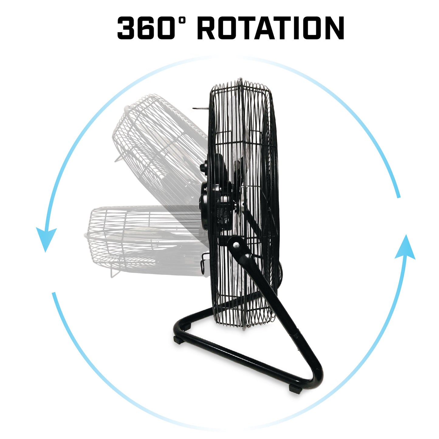 B-Air 20" High Velocity Floor Fan: wall mount, 3-speed, pivoting, black