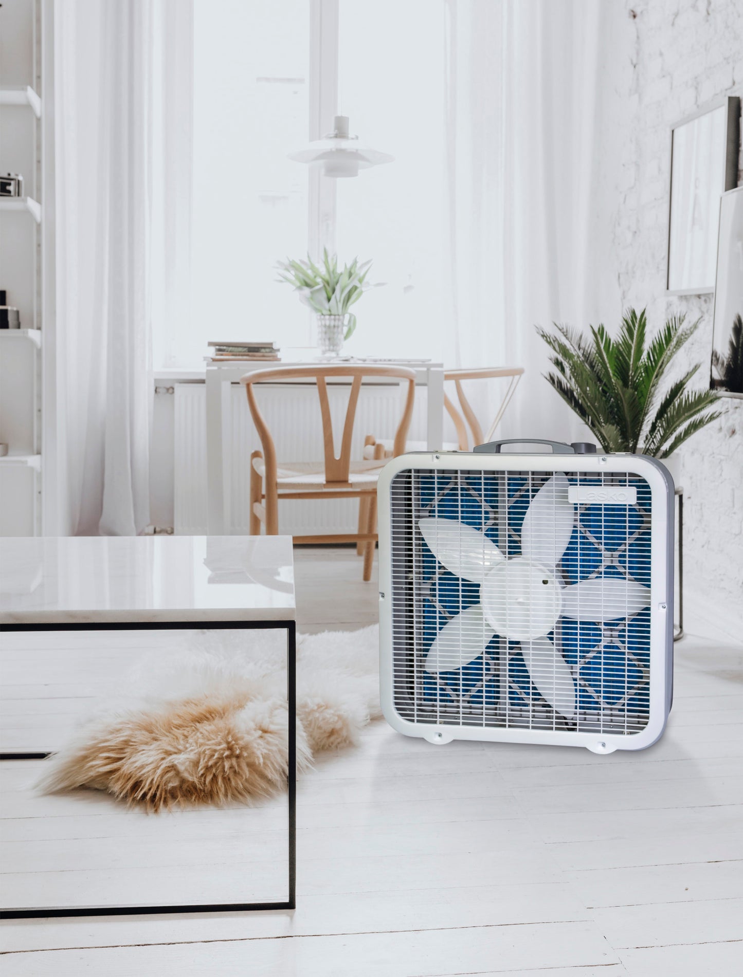 Lasko Air Flex 2-in-1 20-inch Box Fan and Air Purifier in One with 3 Speeds, FF305, White