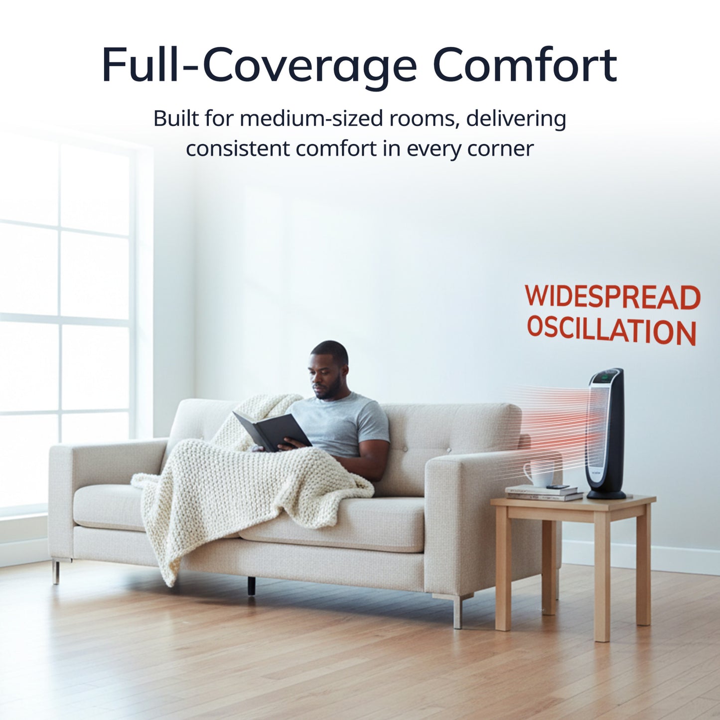 Lasko 1500W 23-In. Ceramic Tower Space Heater with Timer and Remote Control, CT22766, Black