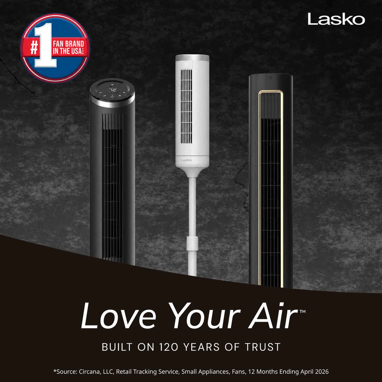 Lasko Elevation 54" DC Pedestal Tower Fan: Oscillating, 8-Speed, Remote, White