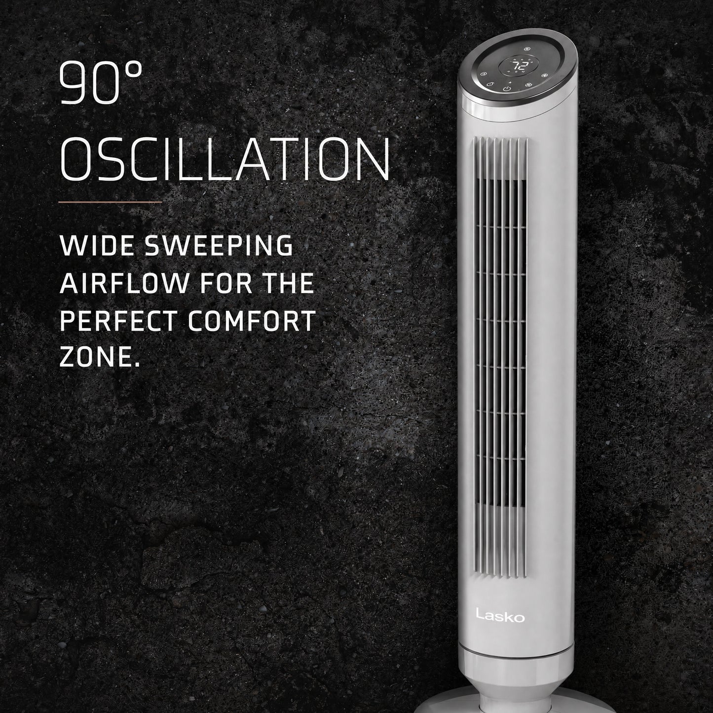 Lasko Ascend 36" Tower Fan: Oscillating, 4-Speed, Remote, Timer, Gray