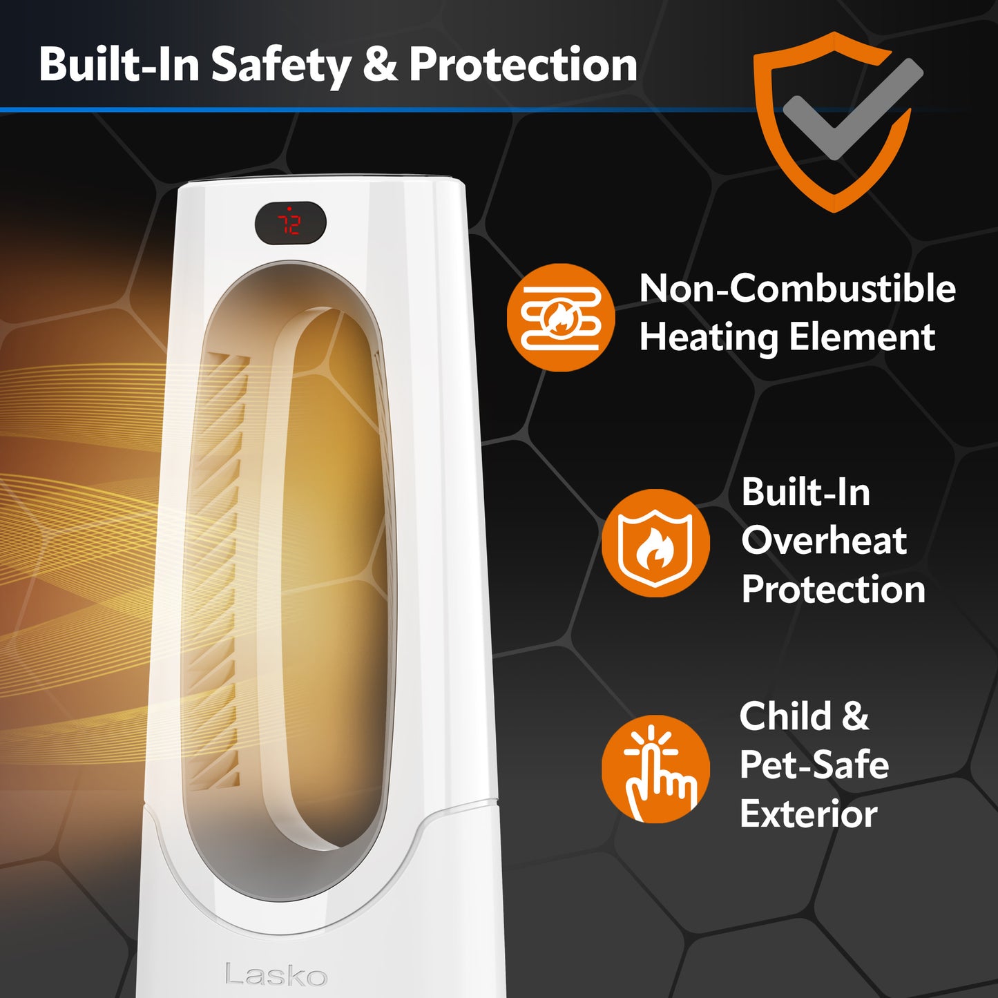 Lasko 1500W Bladeless Tower Heater with Remote Control, CW105, White