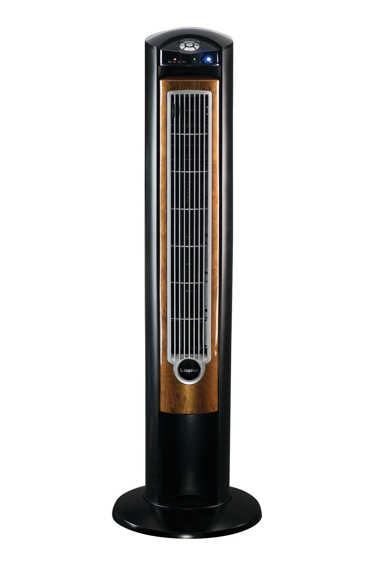 Lasko 42" Wind Curve 3-Speed Tower Fan with Fresh Air Ionizer and Remote, T42950, Black/Woodgrain