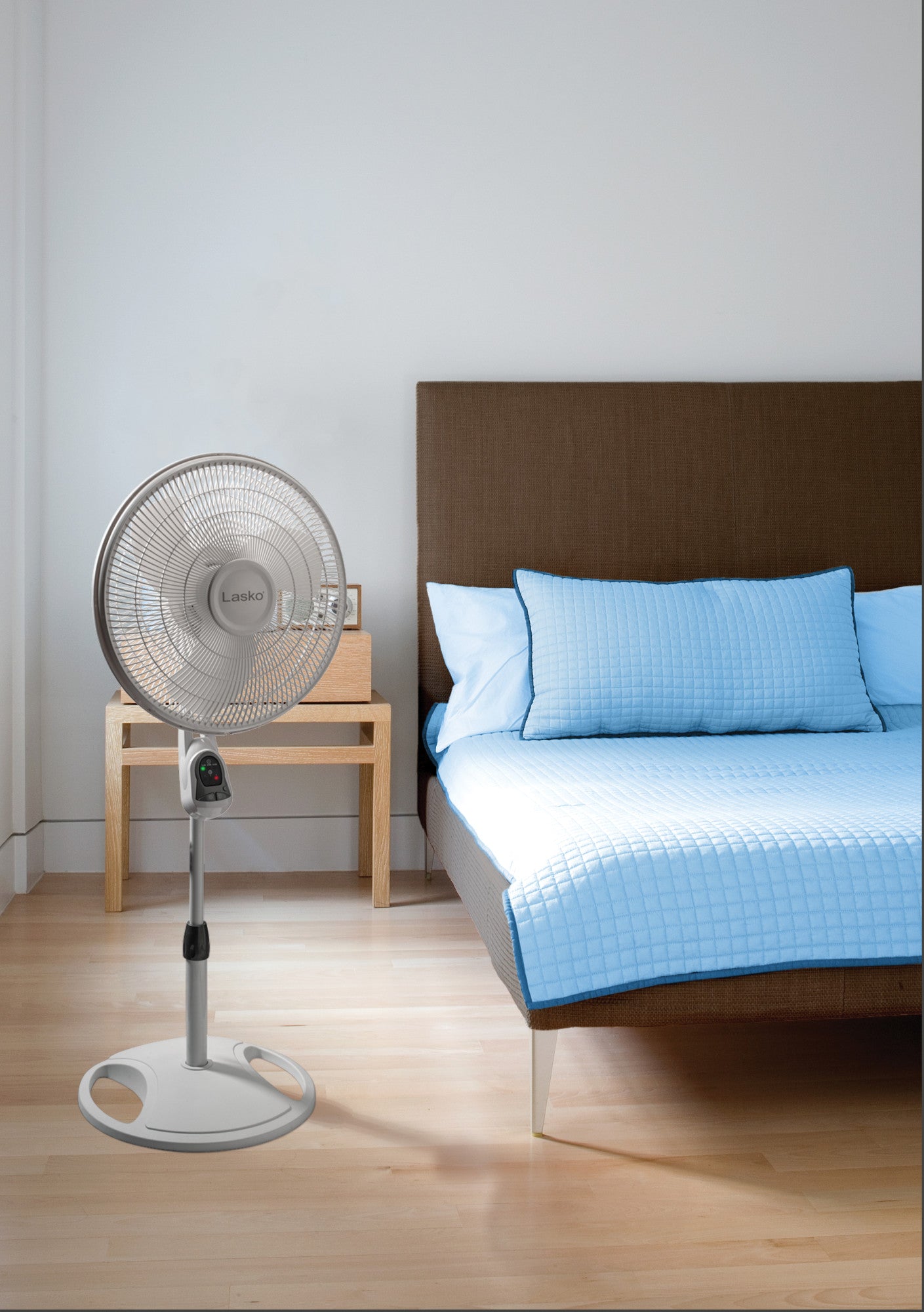 Lasko 16" Oscillating 3-Speed Pedestal Fan with Remote Control, 1646, White