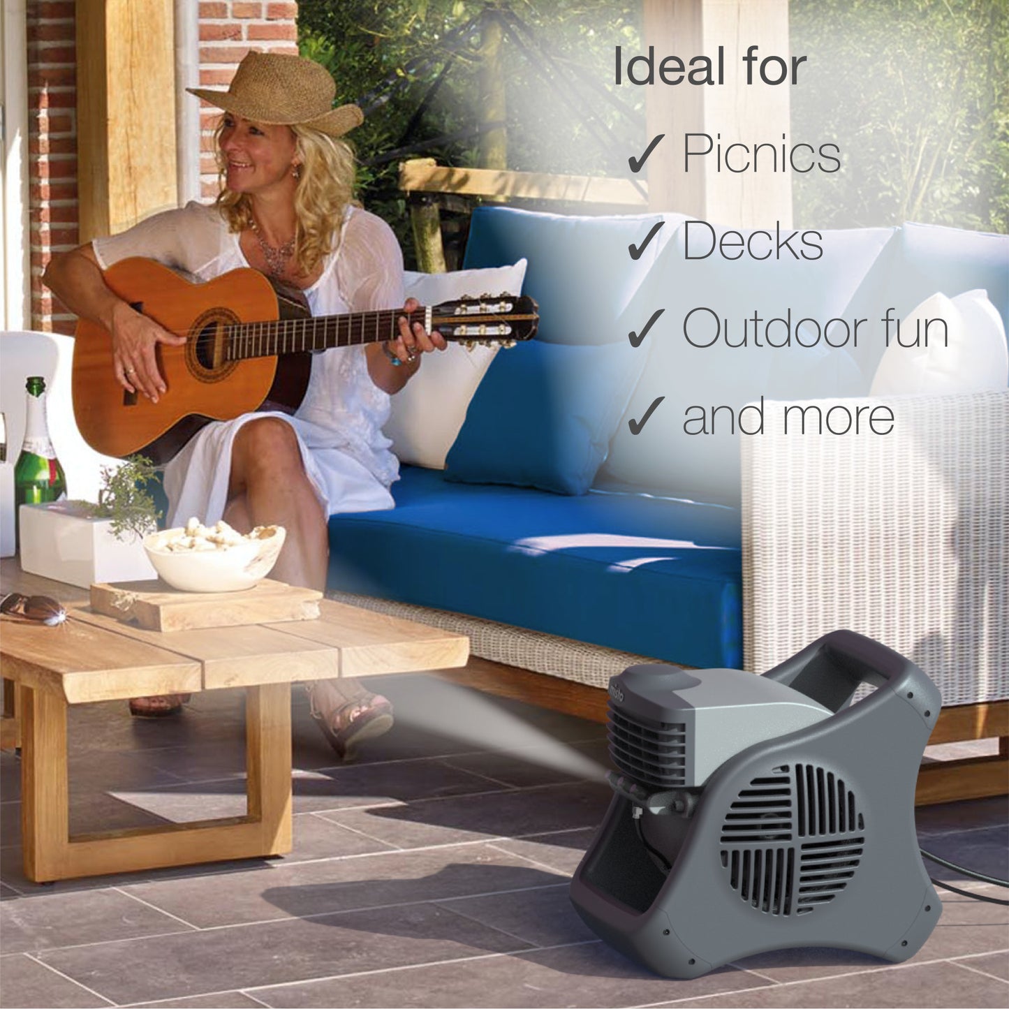 Lasko 15" Pivoting Misto Outdoor Misting Fan with GFCI Cord and 3 Speeds, 7050, Black