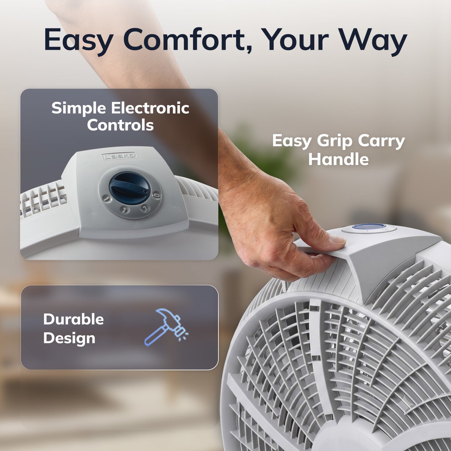 Lasko Cyclone 20" Air Circulator Fan: Wall Mount, 3-Speed, Pivoting, White