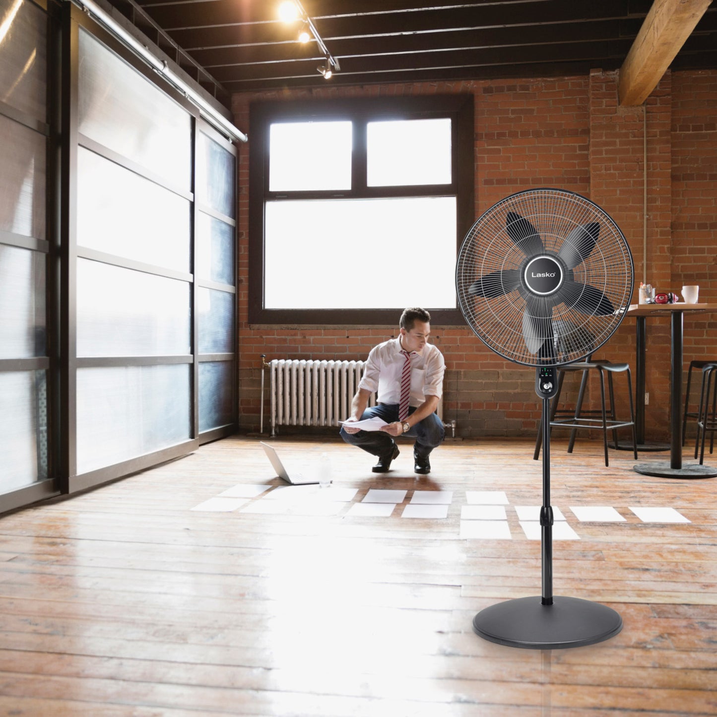 Lasko 20” 4-Speed Pedestal Fan with Remote Control, S20610, Black