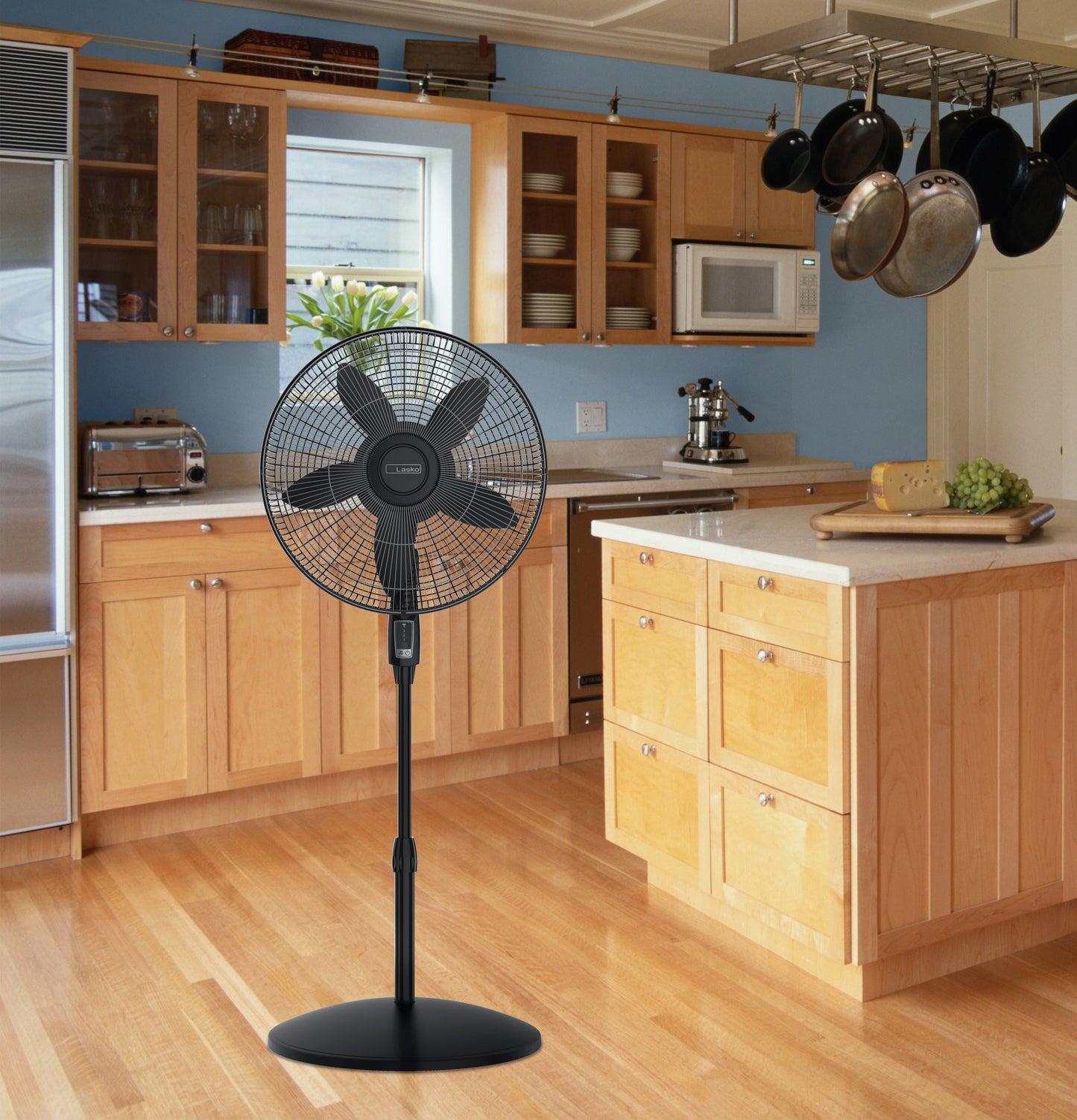 Lasko 18" 4-Speed Pedestal Fan with, Remote Control, S18440, Black