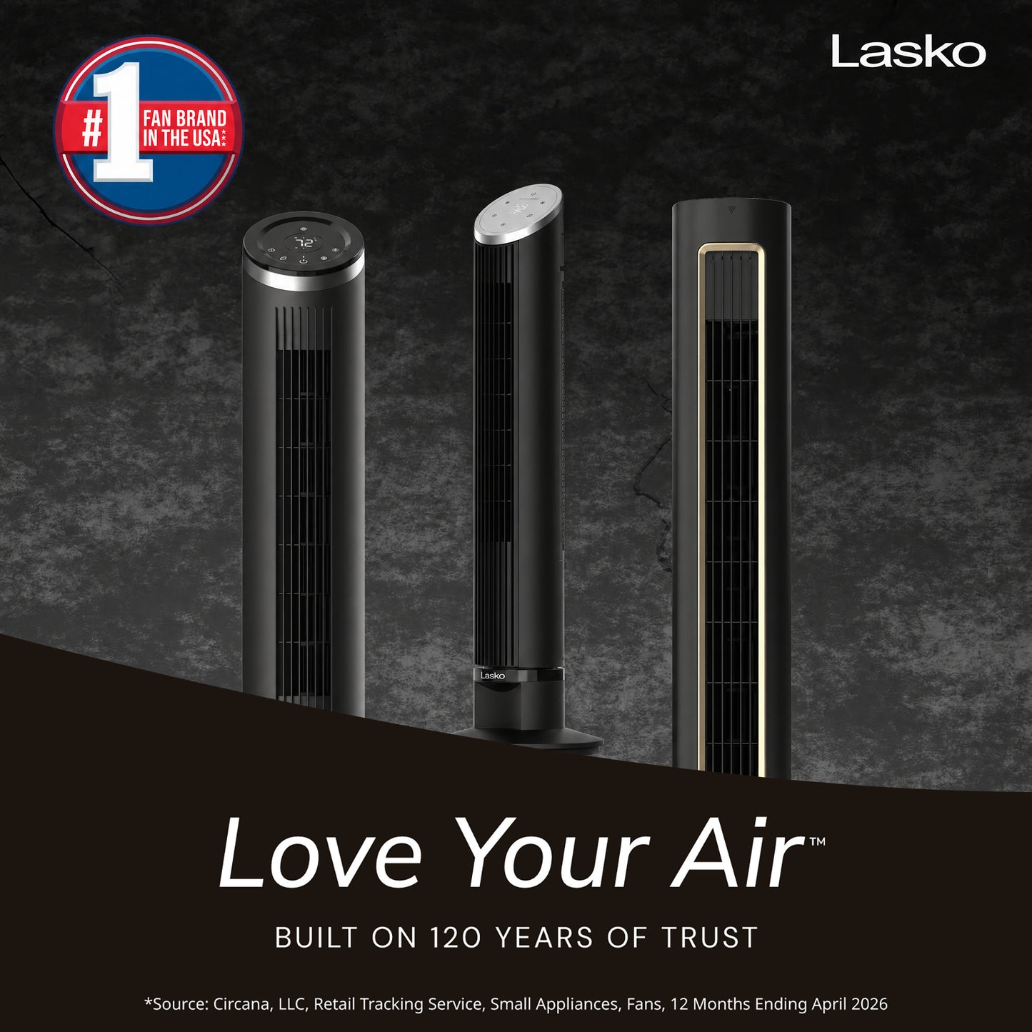 Lasko Ascend 36" DC Tower Fan: Oscillating, 12-Speed, Remote, Timer, Black