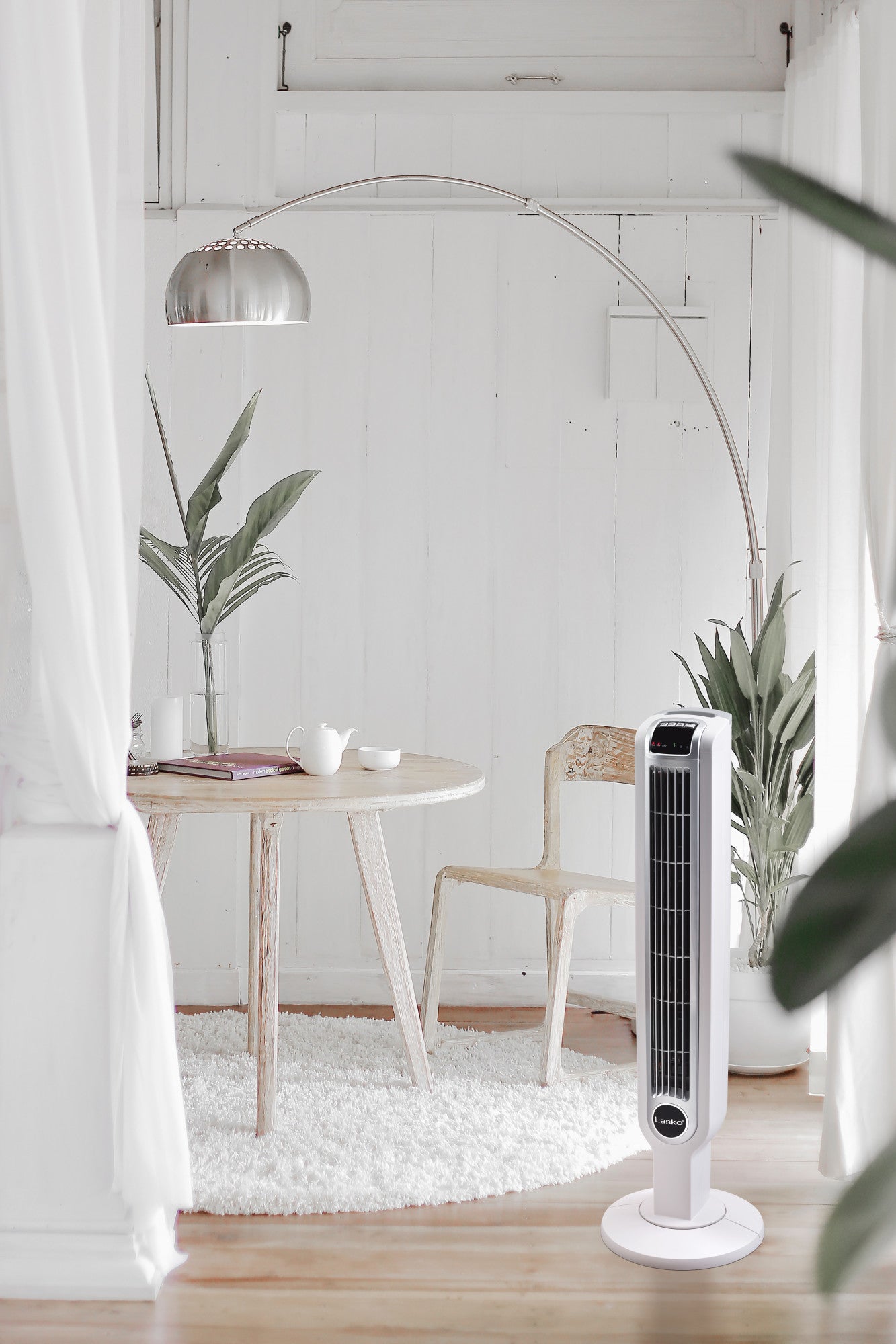 Lasko Portable 3-Speed Oscillating Tower Fan with Timer and Remote Control, 2510, White