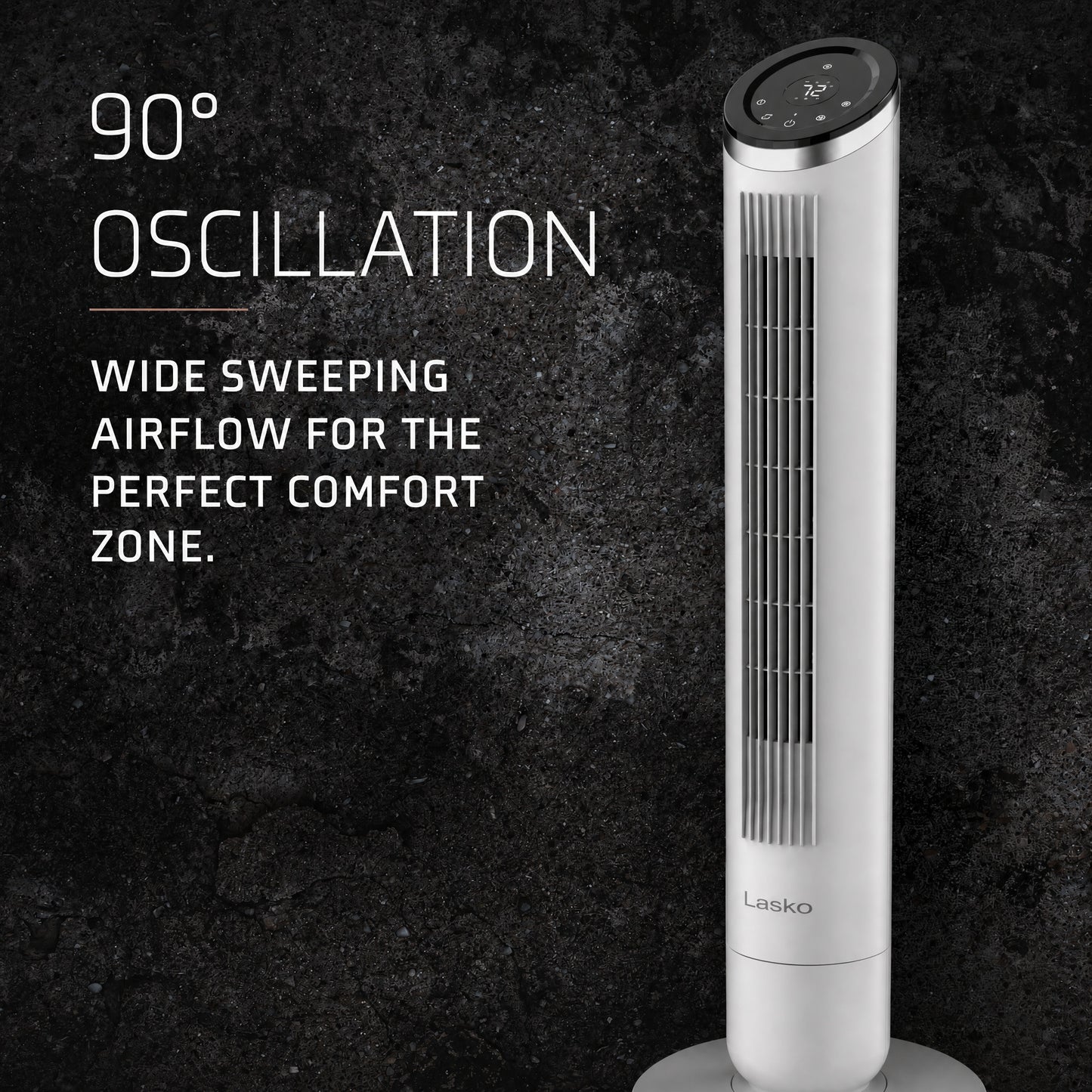 Lasko Apex 42" Tower Fan: Oscillating, 6-Speed, Remote, Timer, White